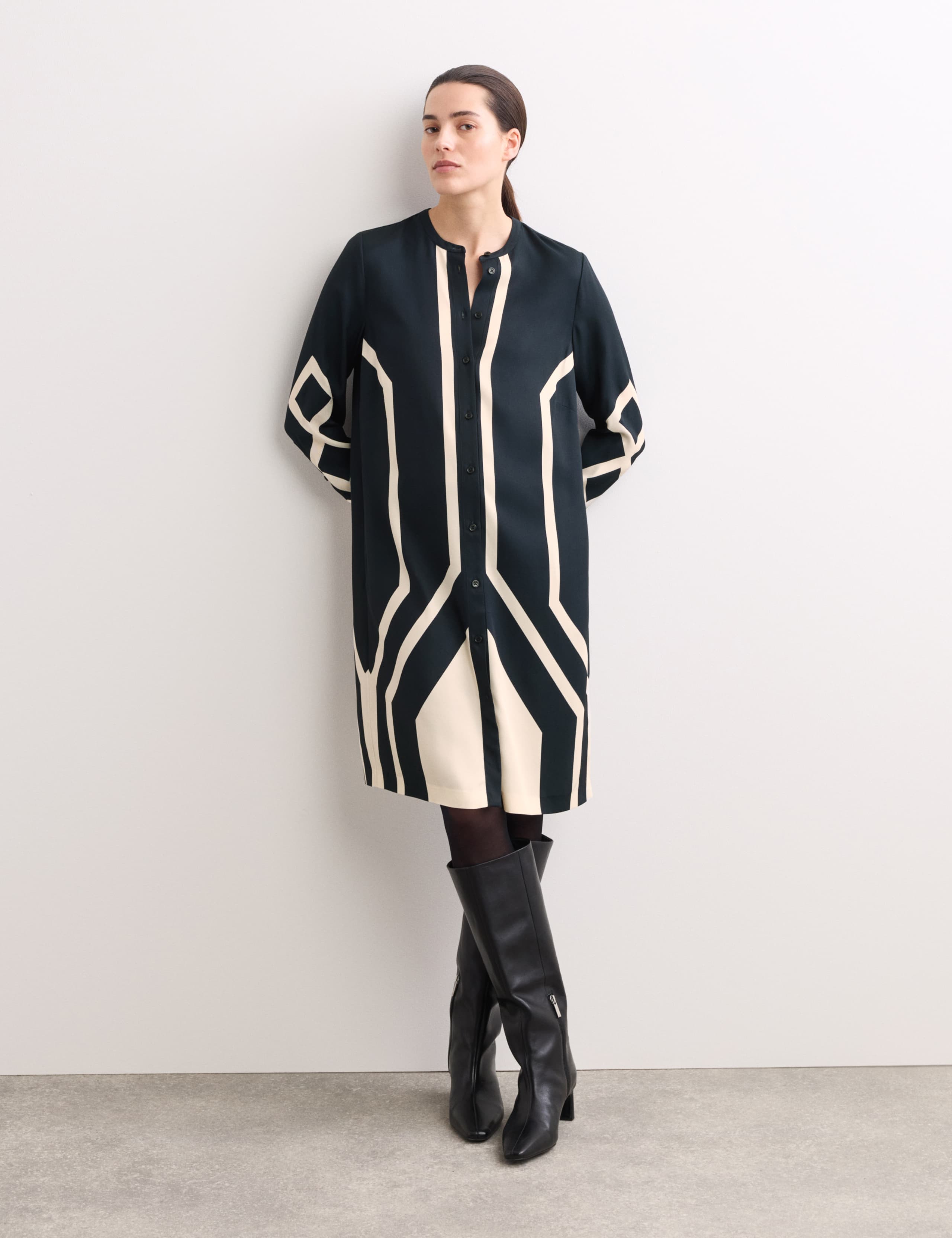 Geometric Knee Length Shirt Dress 1 of 7