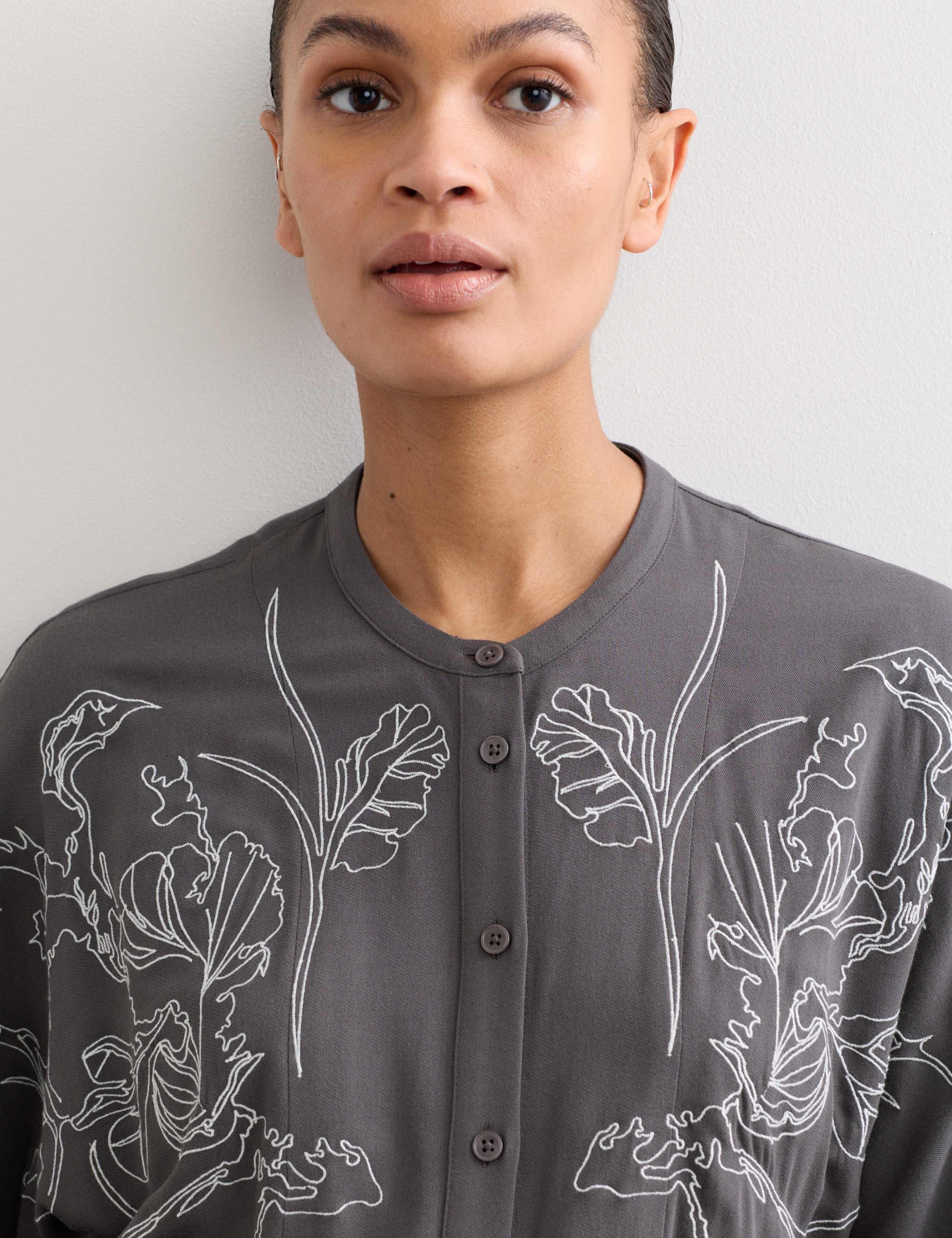 Embroidered Midi Skater Dress With Wool 5 of 7