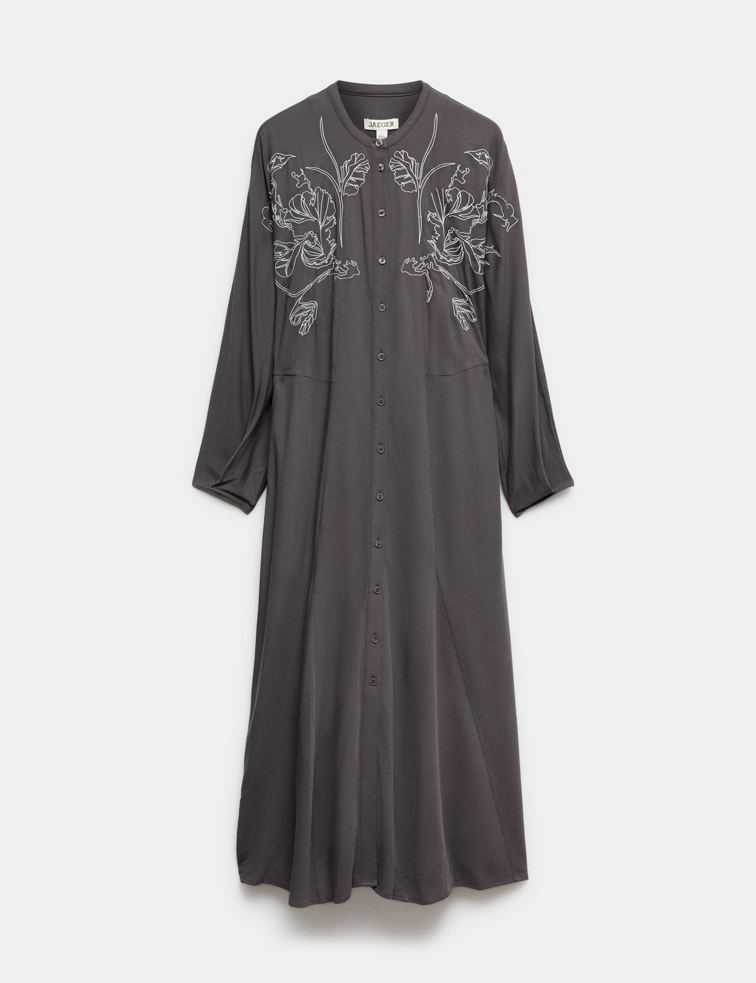 Embroidered Midi Skater Dress With Wool 1 of 1