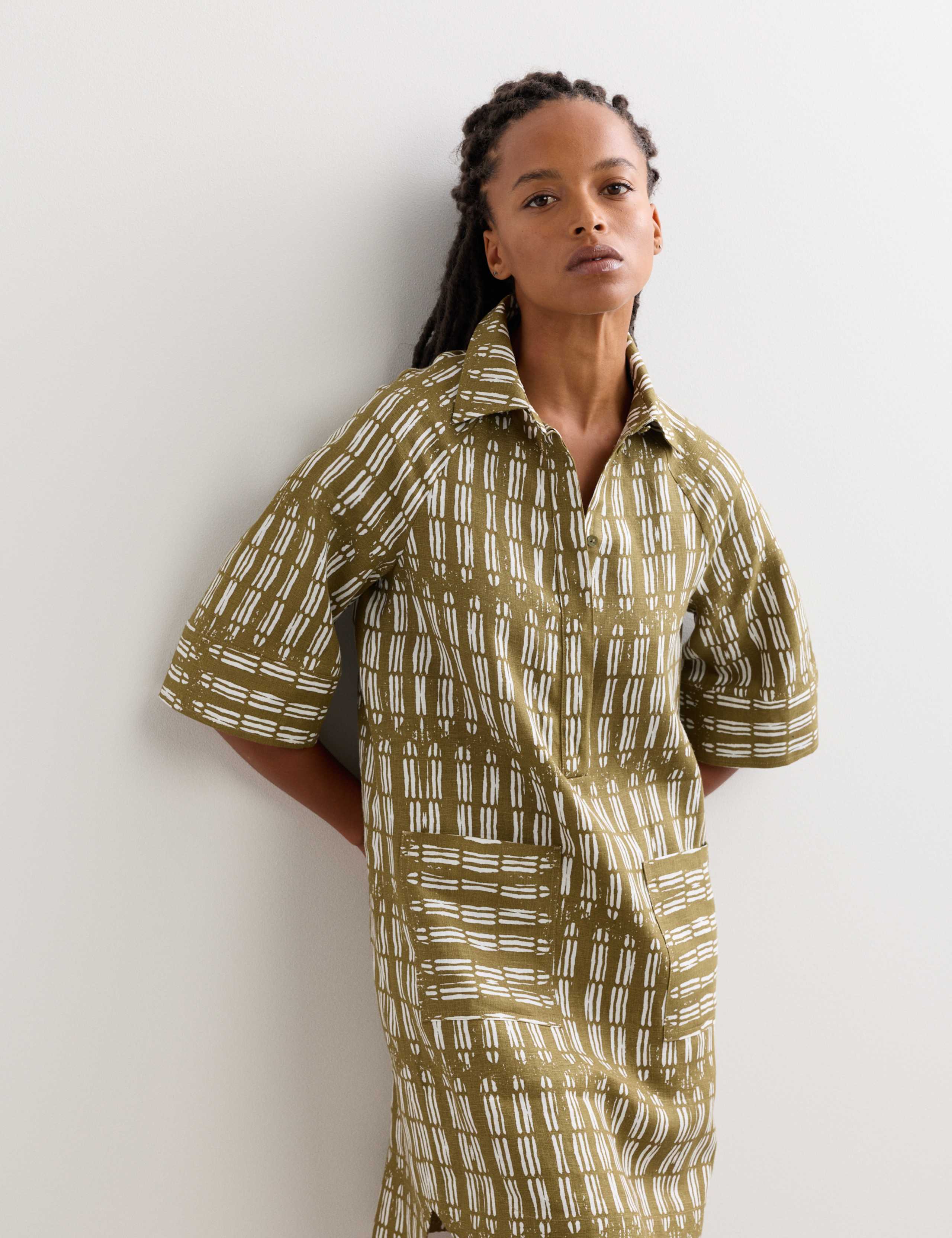 Pure Linen Dash Print Shift Dress 3 of 6