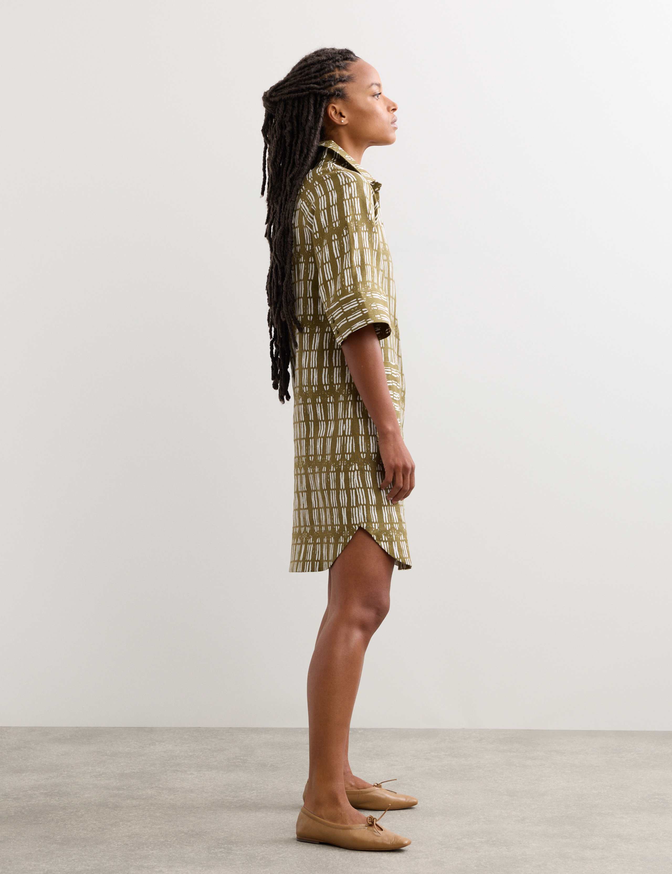Pure Linen Dash Print Shift Dress 5 of 6