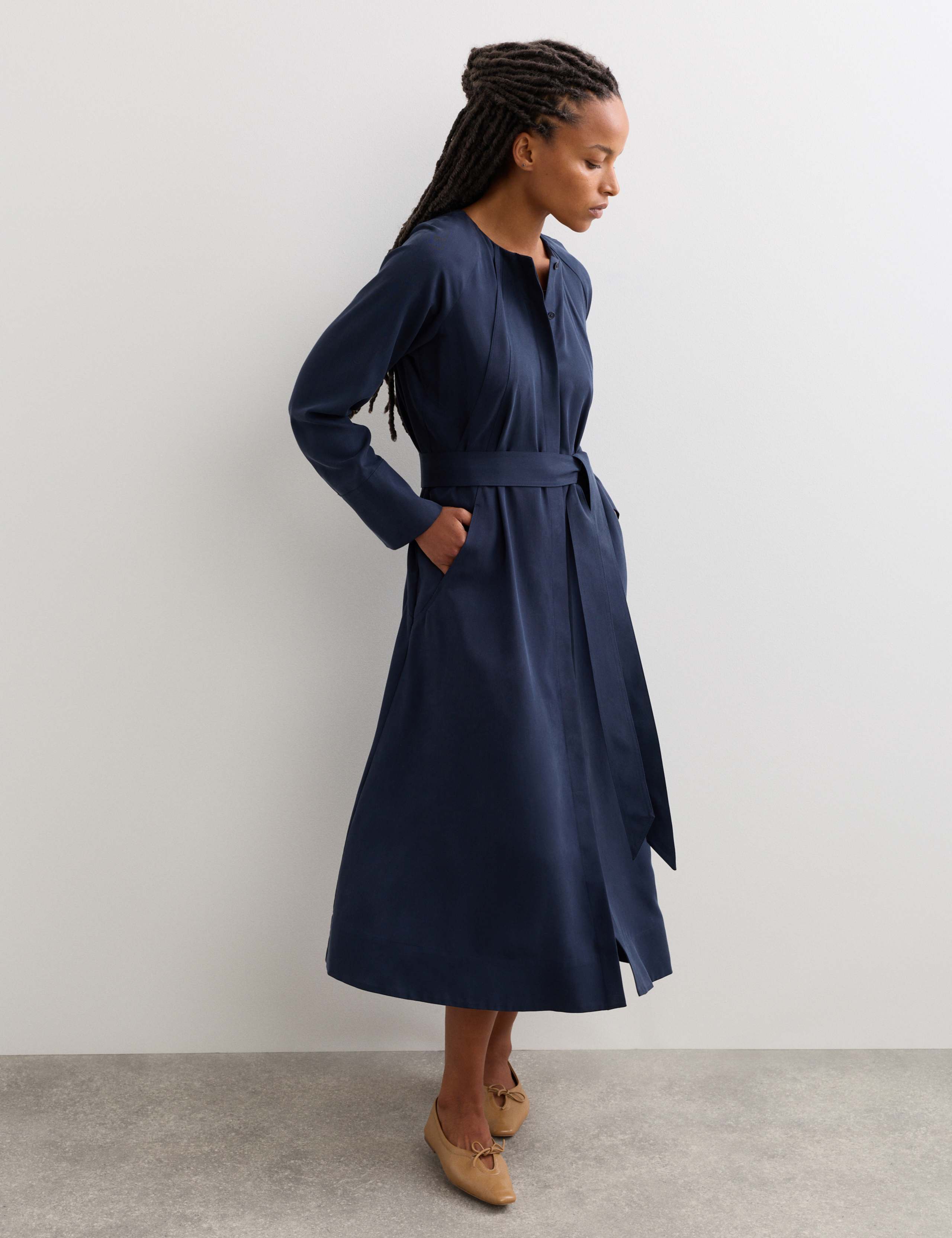 Pleat Detail Midi Dress 1 of 7