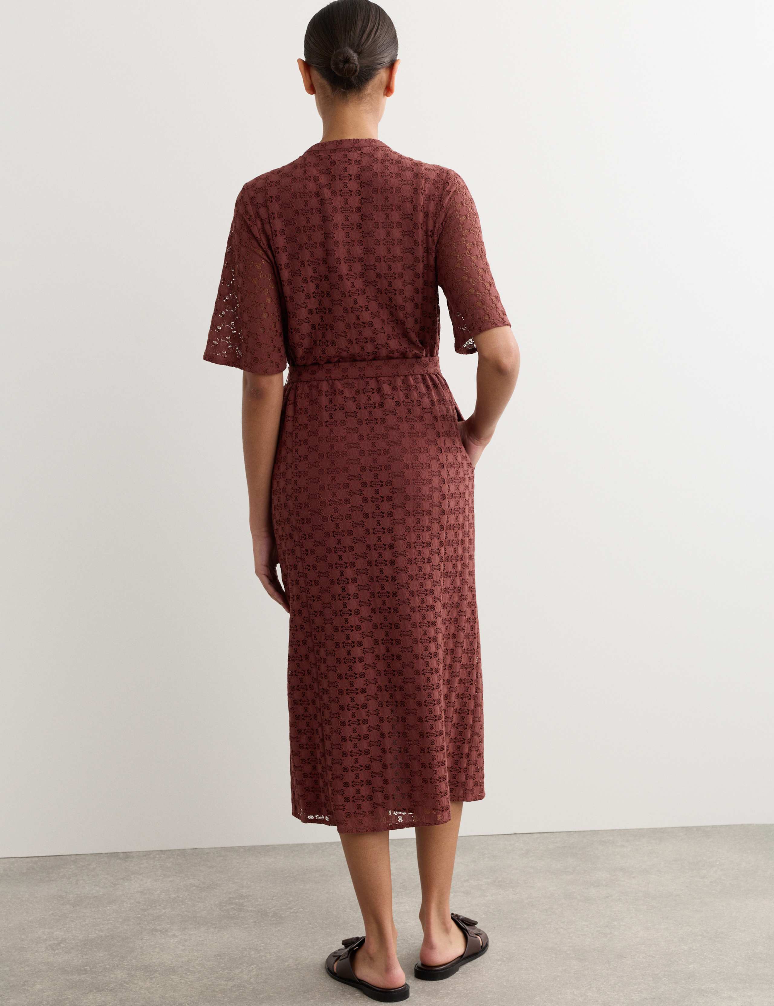 Cotton Blend Lace Midi Shirt Dress 5 of 7