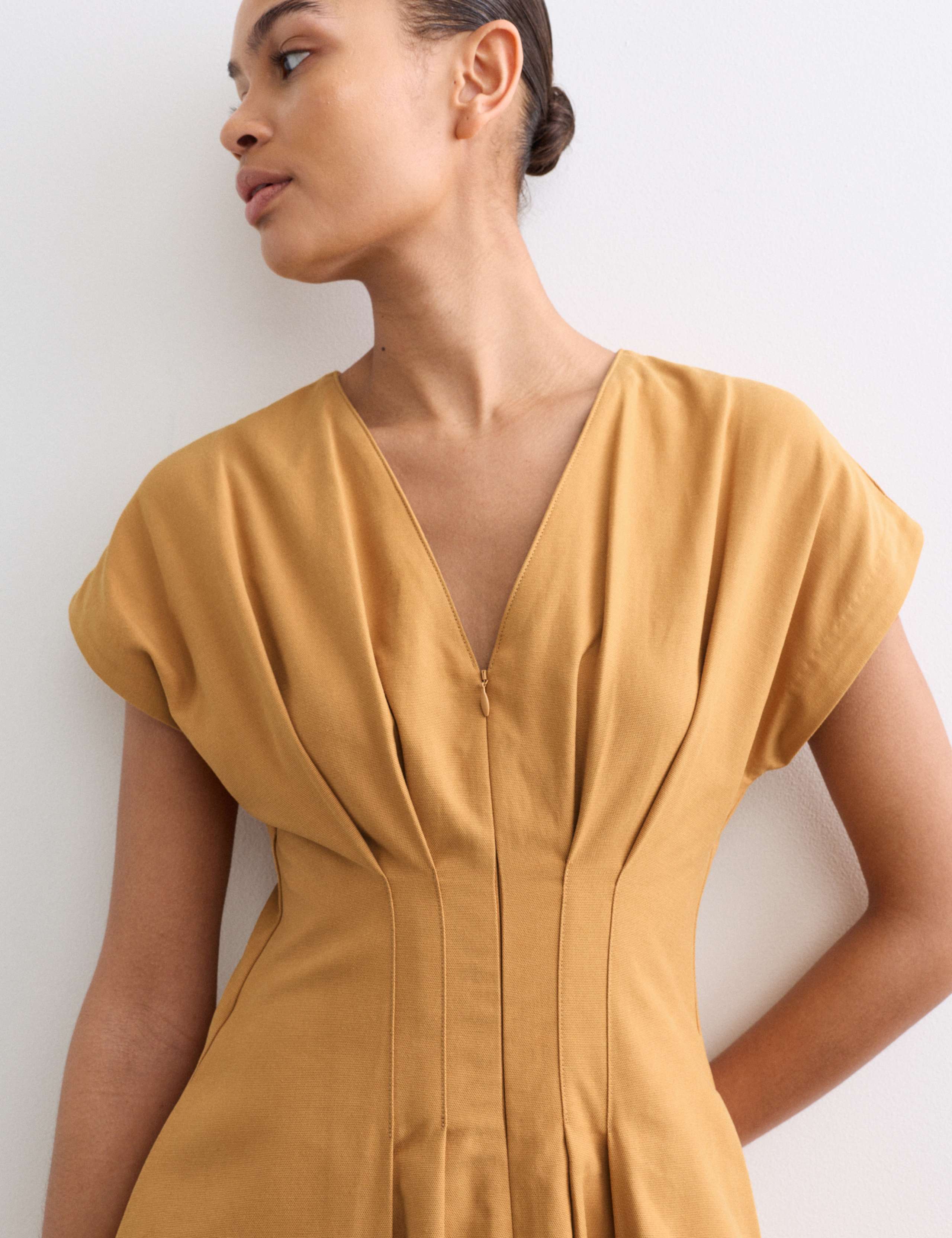 Lyocell Blend V-Neck Midi Skater Dress 4 of 6