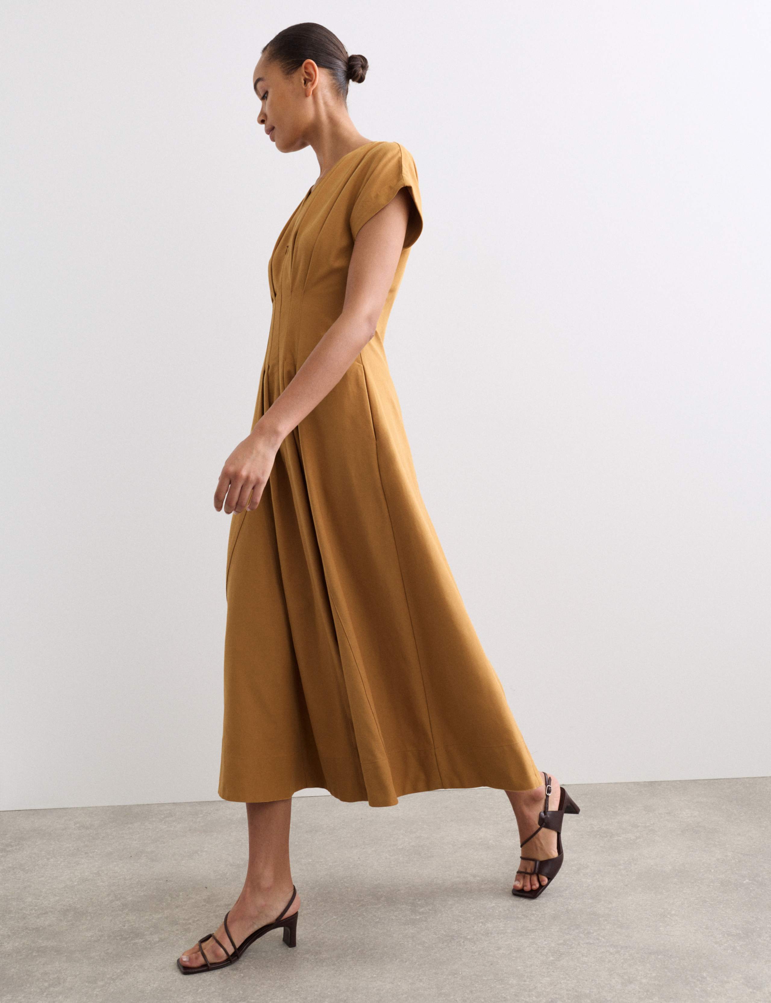 Lyocell Blend V-Neck Midi Skater Dress 5 of 6