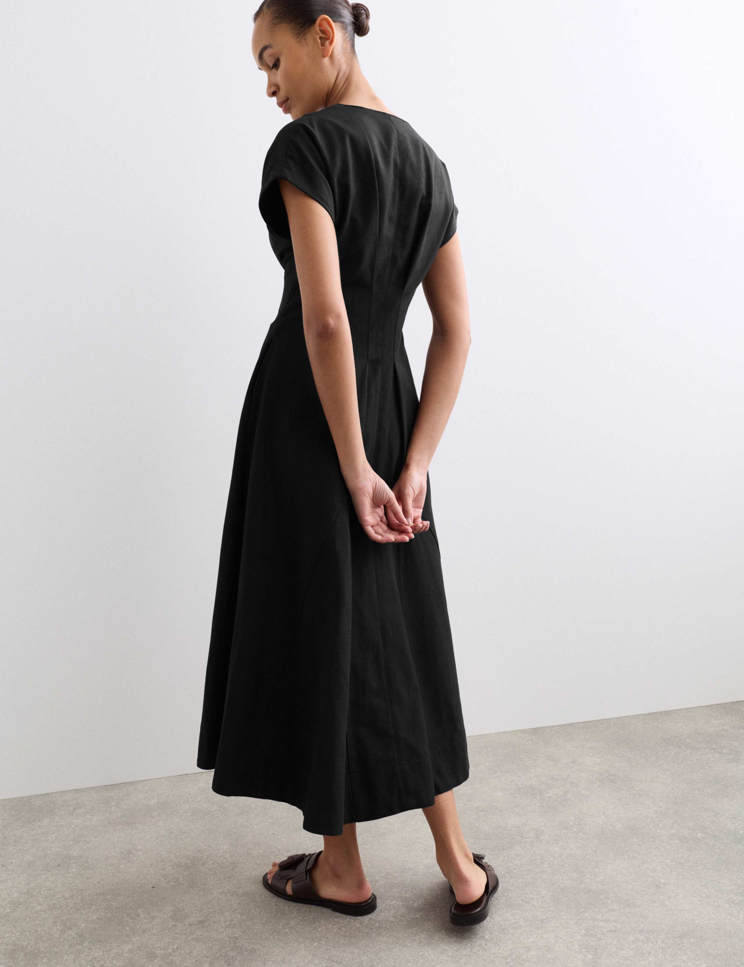 Lyocell Blend V-Neck Midi Skater Dress 7 of 7