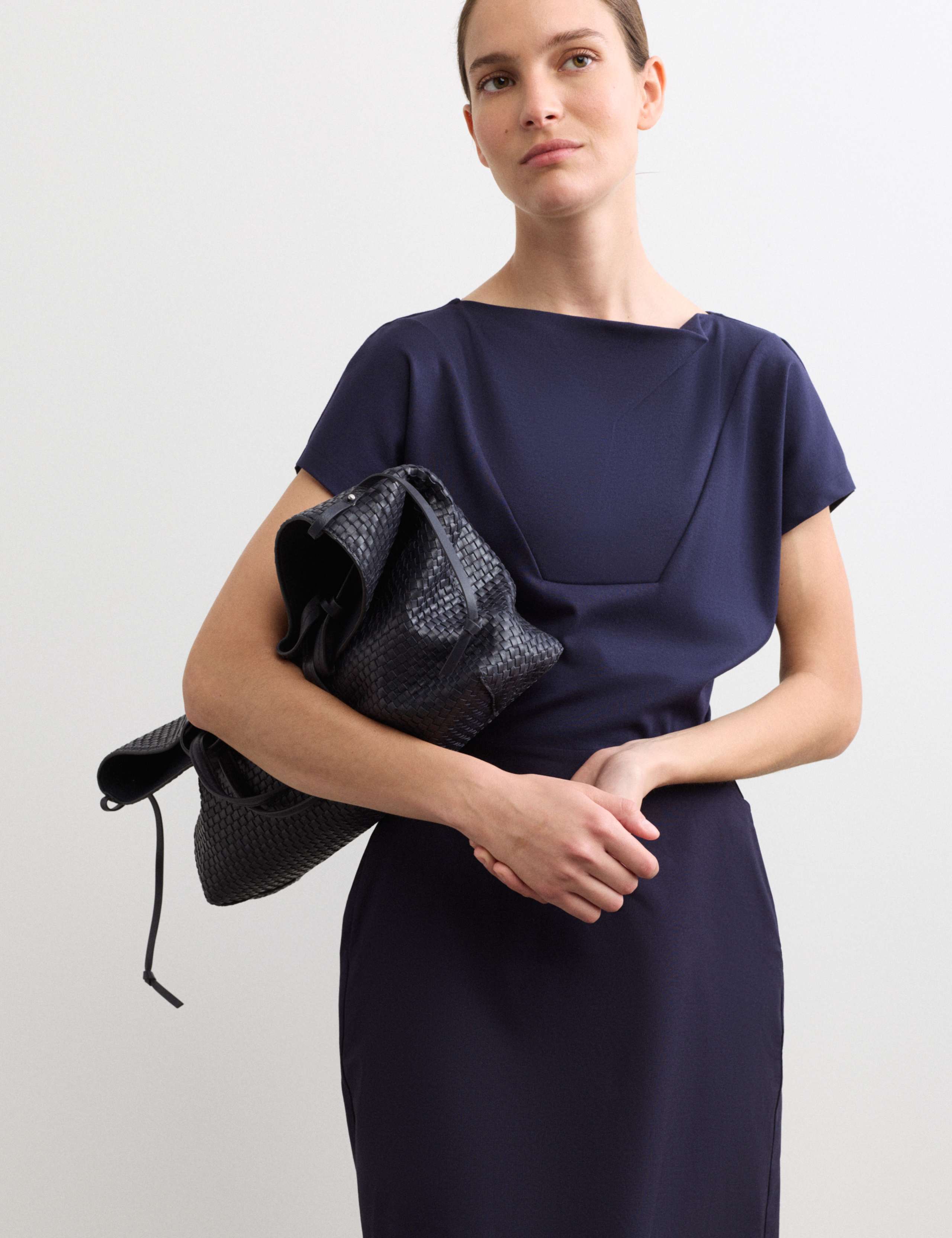 Cotton Modal Jersey Woven Midi Dress 4 of 6