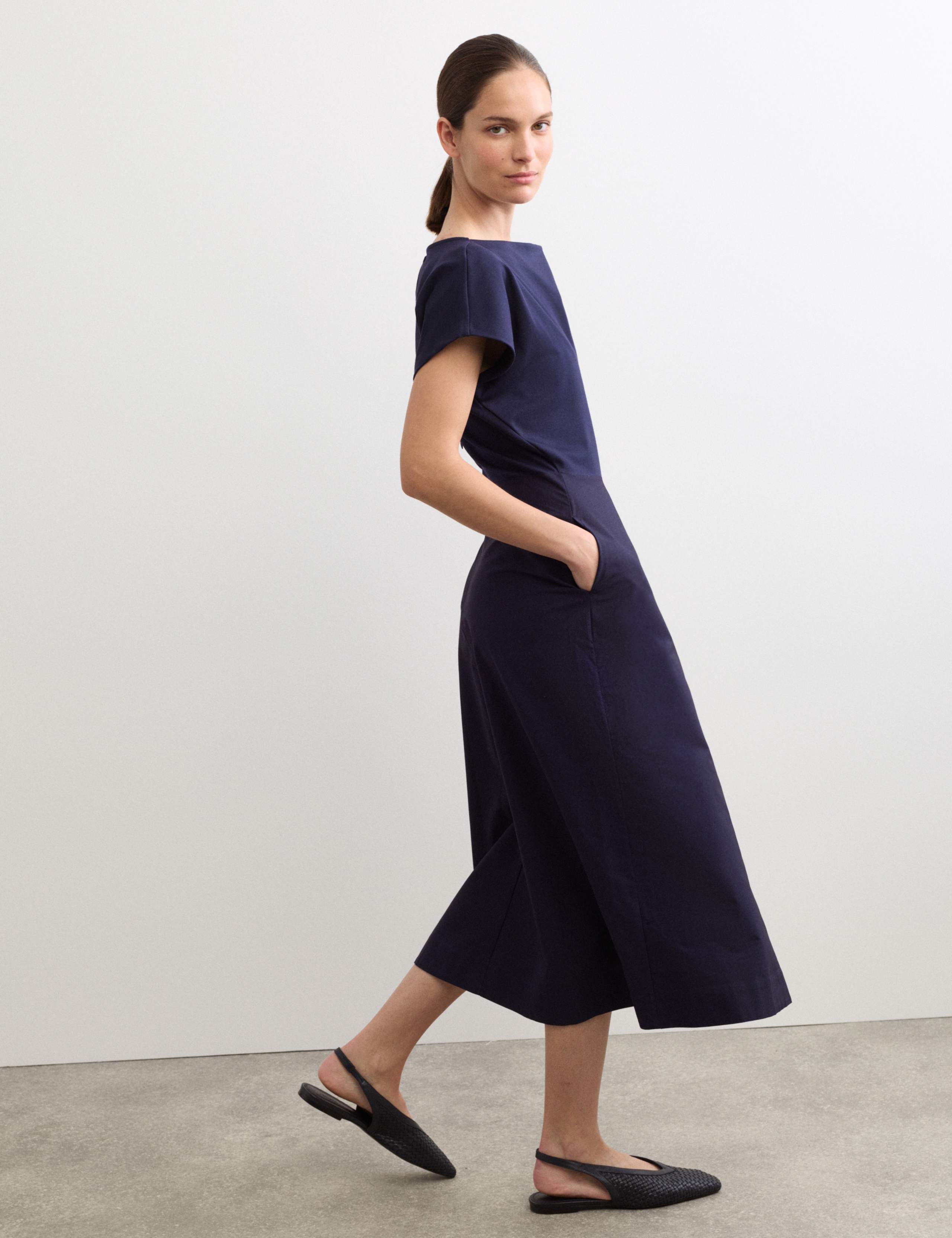 Cotton Modal Jersey Woven Midi Skater Dress 5 of 6