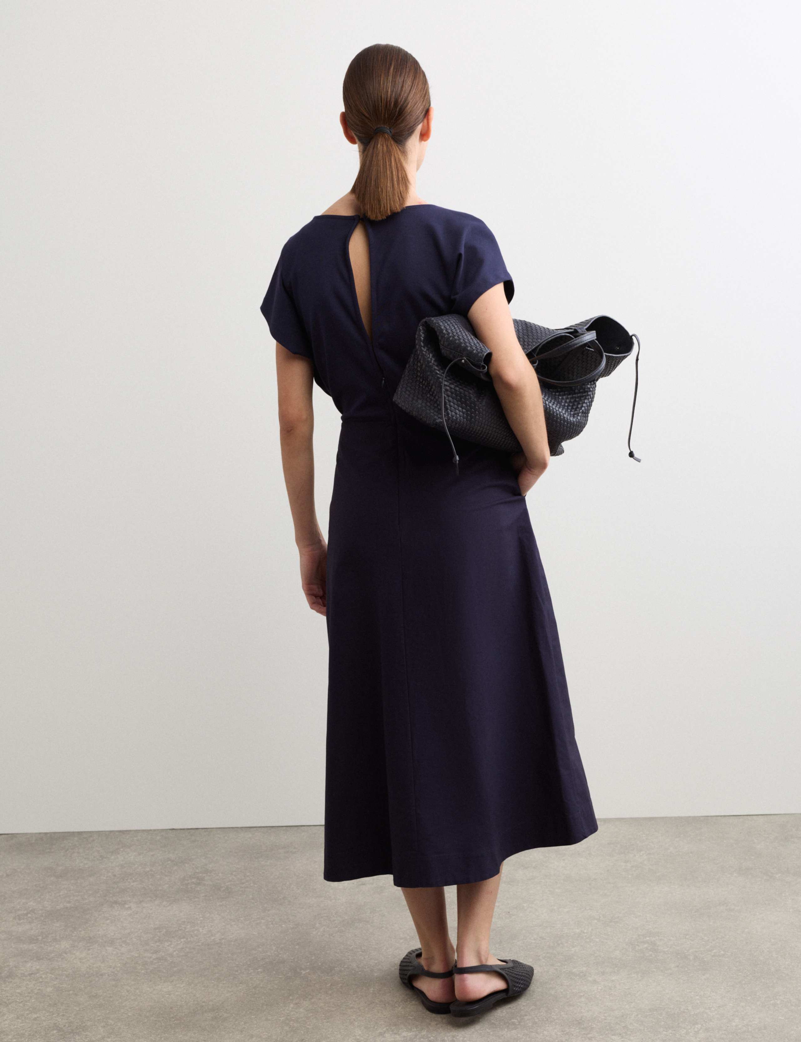 Cotton Modal Jersey Woven Midi Skater Dress 6 of 6