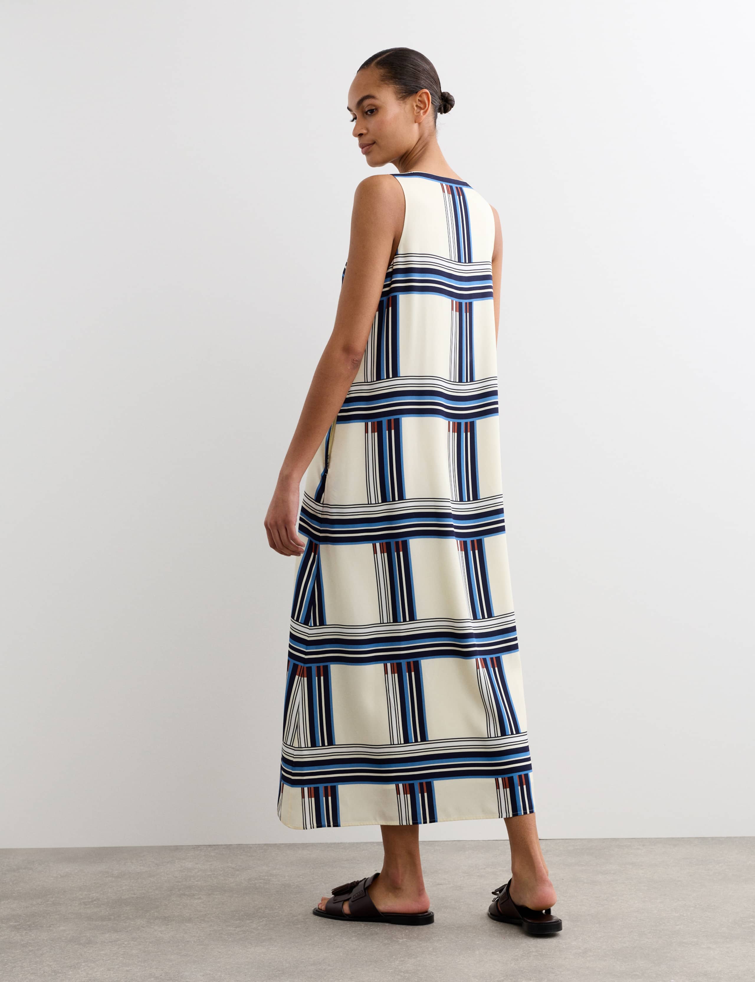 Checked V-Neck Midi Column Dress 7 of 7