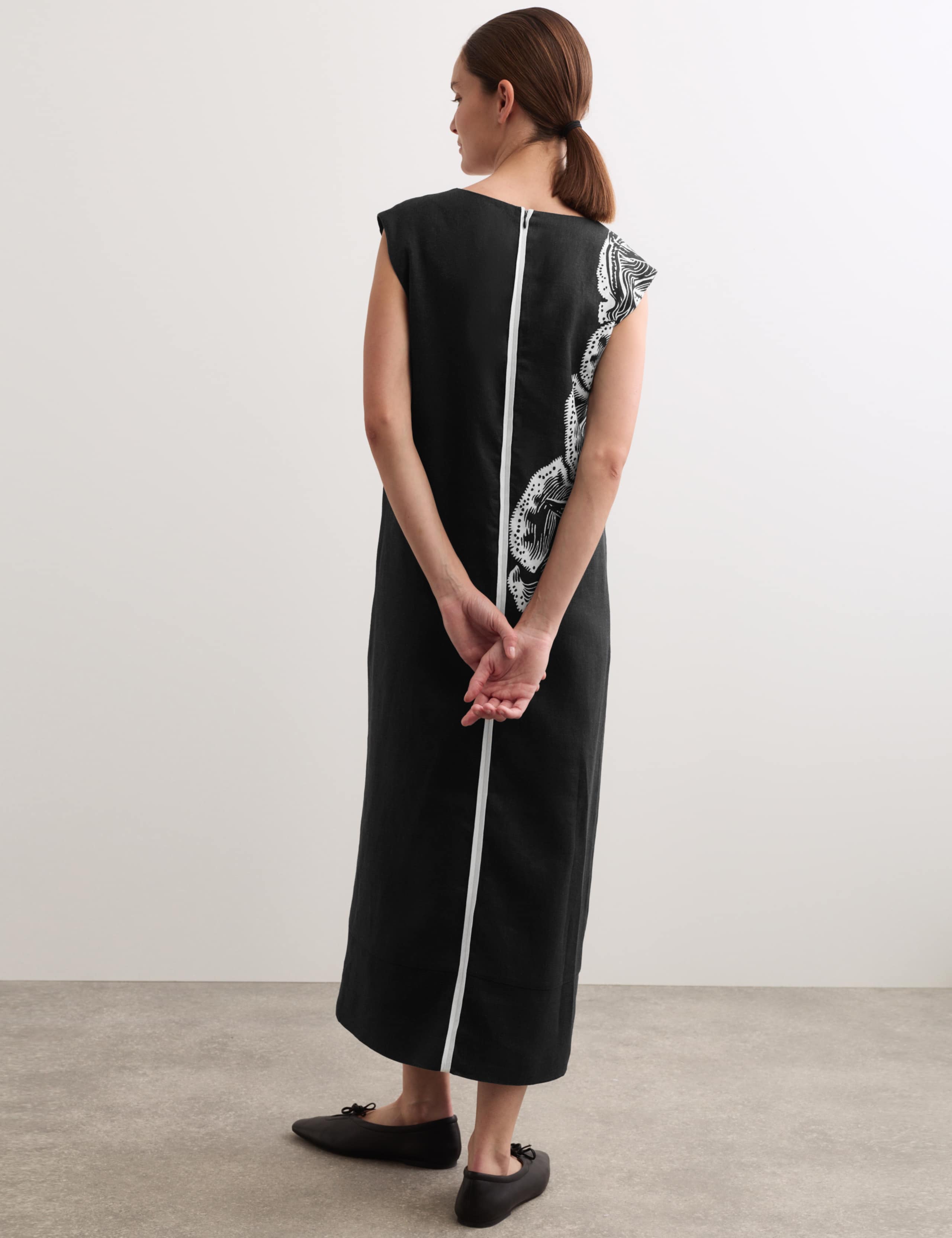 Pure Linen Coral Reef V-Neck Midi Dress 5 of 6