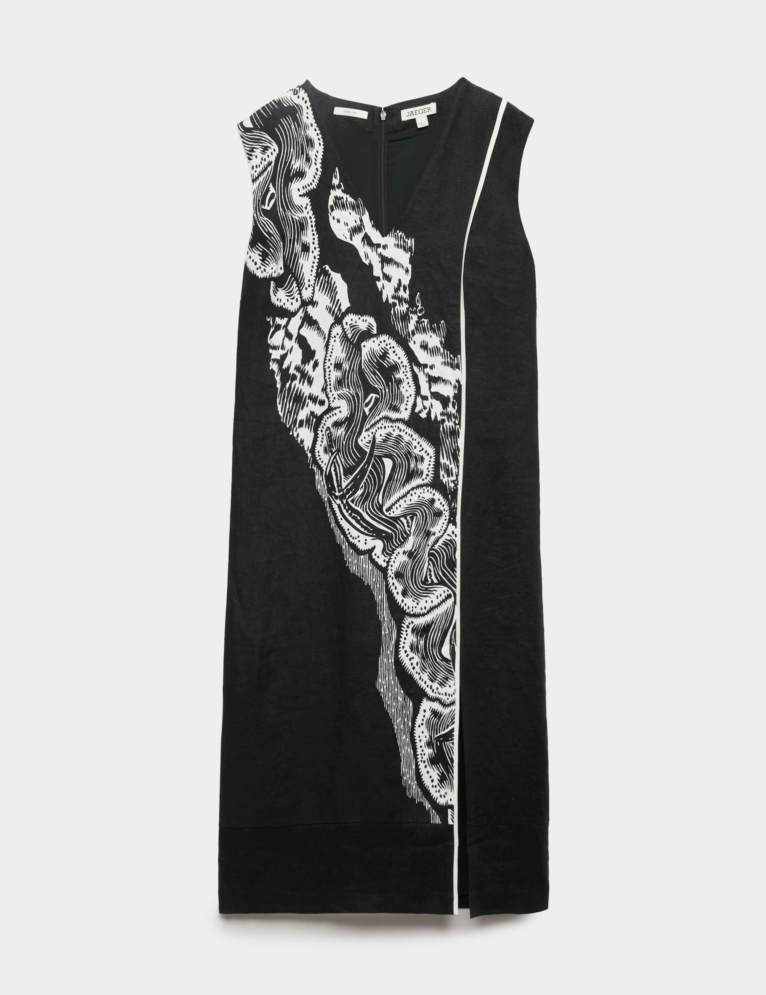 Pure Linen Coral Reef V-Neck Midi Dress 2 of 6