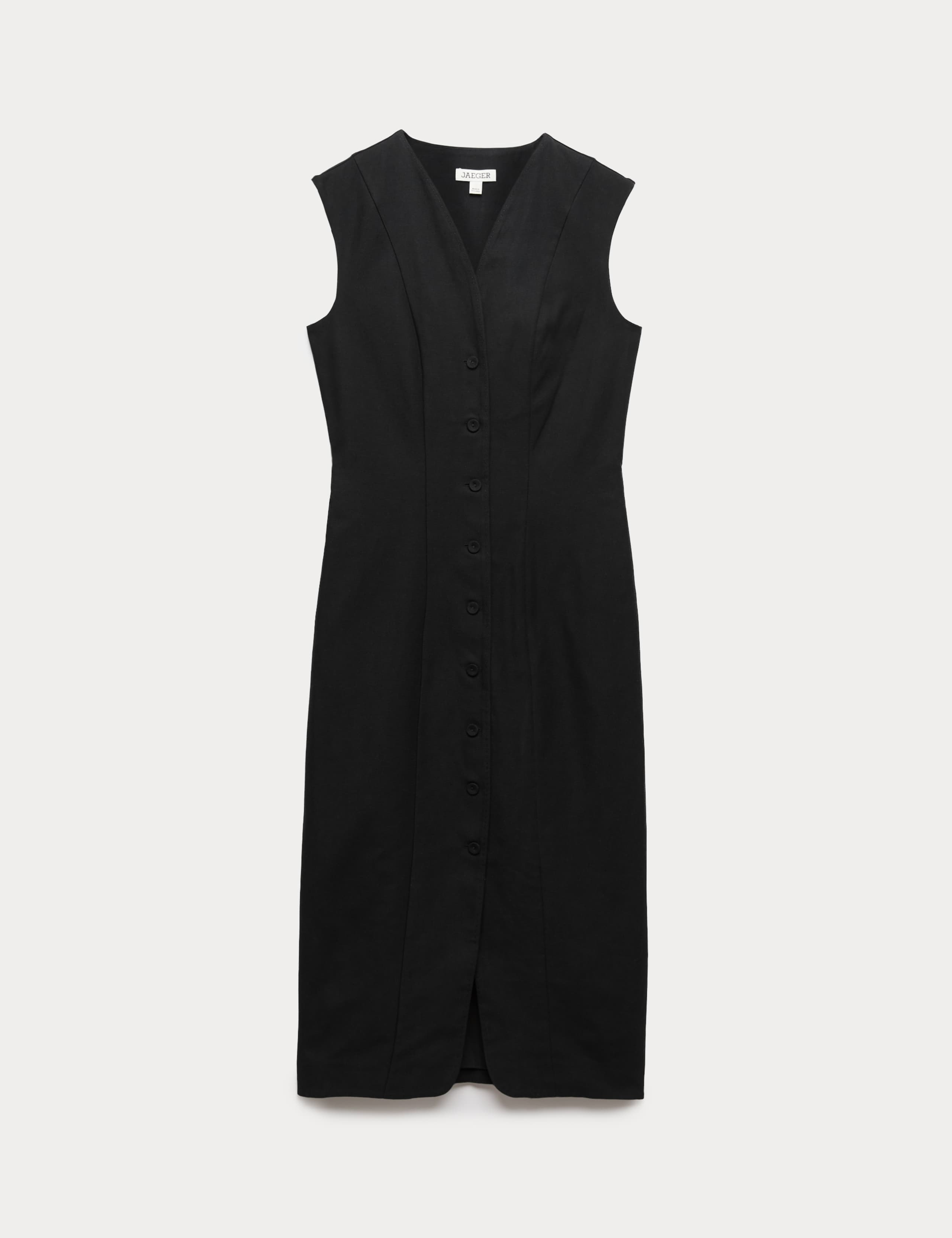 Cotton Blend V-Neck Midaxi Column Dress 1 of 1