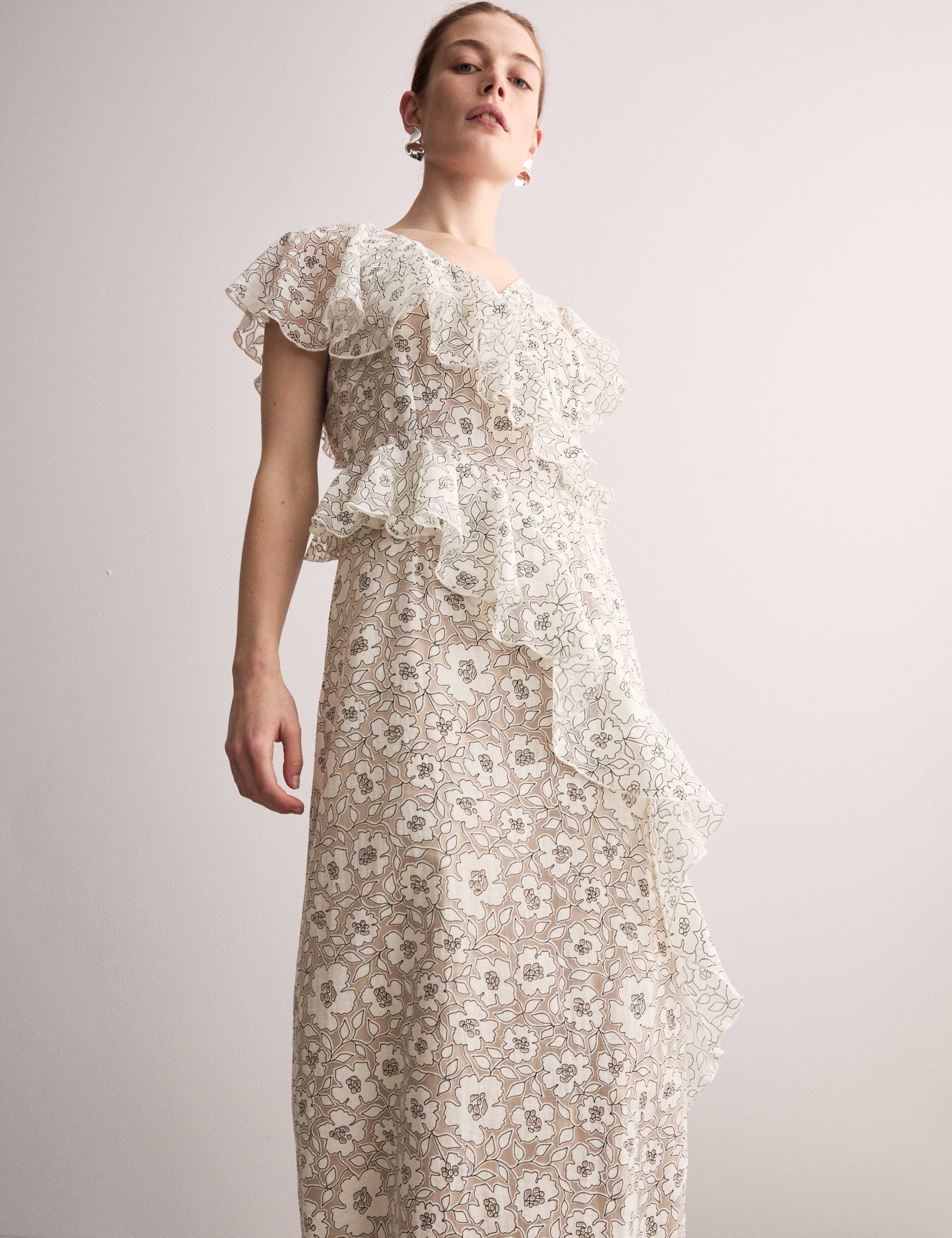 Floral Frill Detail Midi Tea Dress 3 of 7