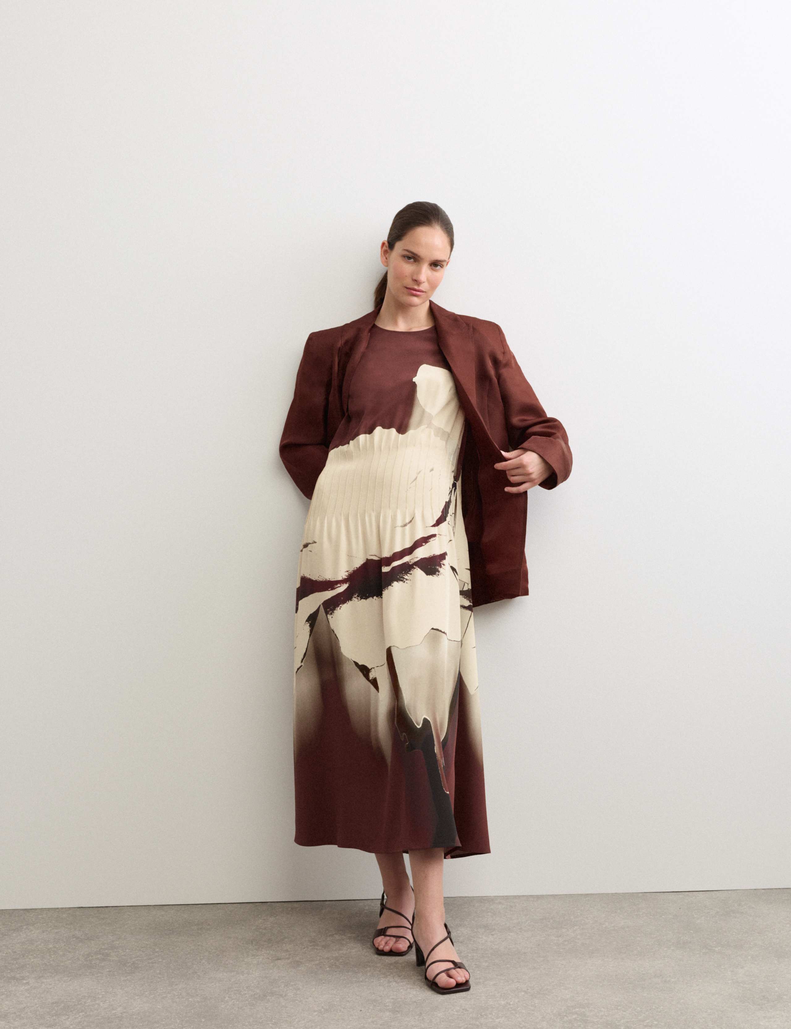 Pure Silk Printed Midi Swing Dress 3 of 7