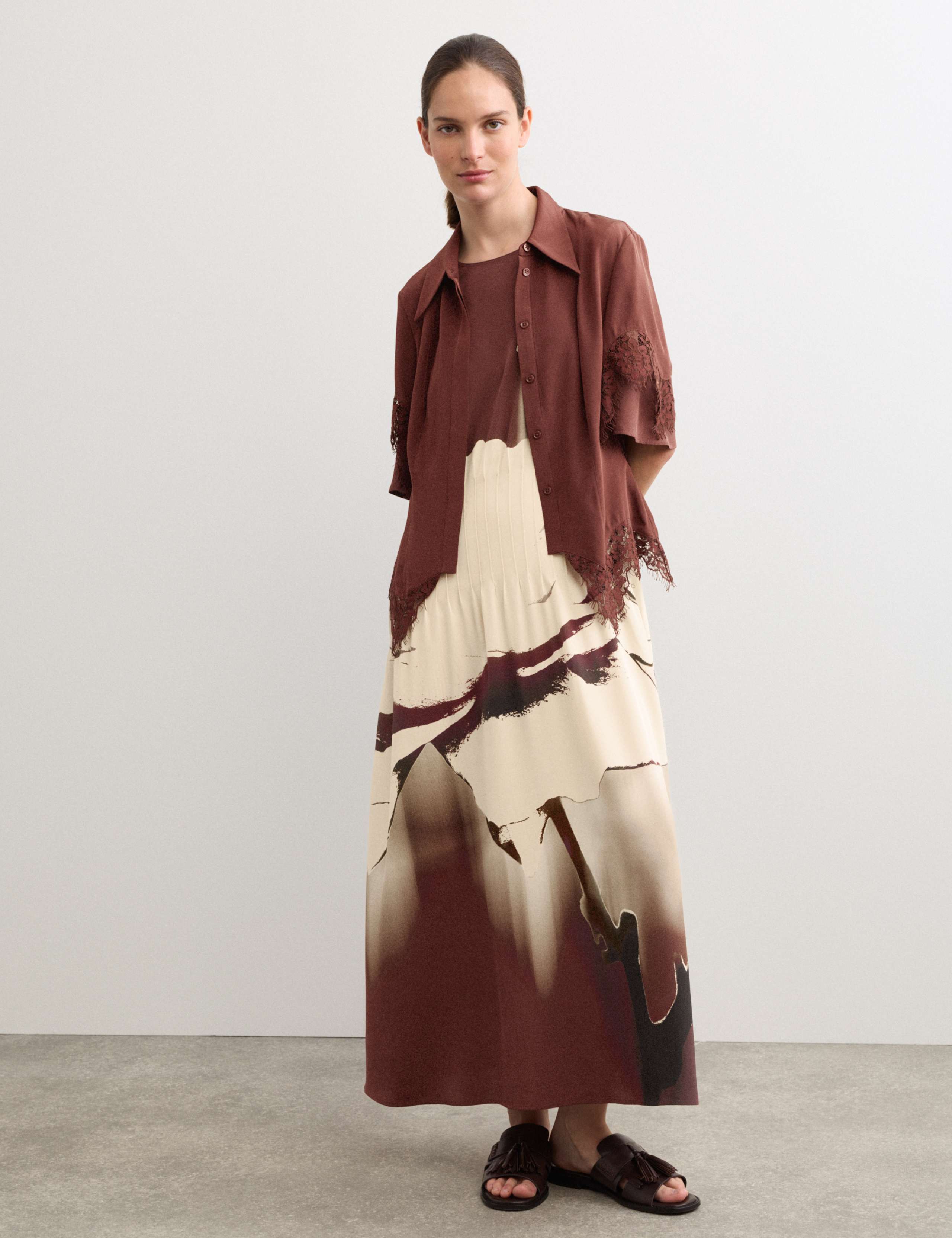 Pure Silk Printed Midi Swing Dress 7 of 7