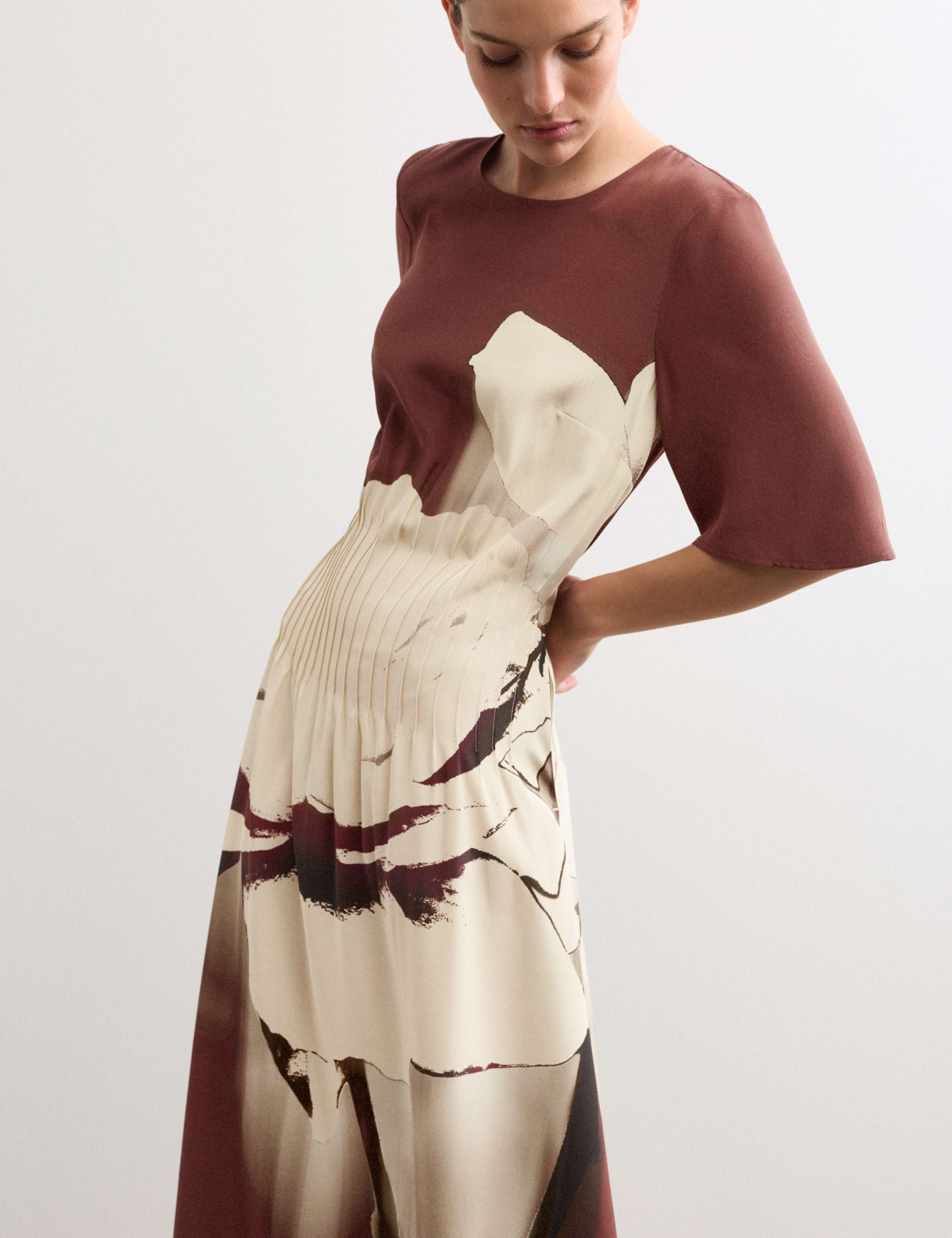 Pure Silk Printed Midi Dress 8 of 8