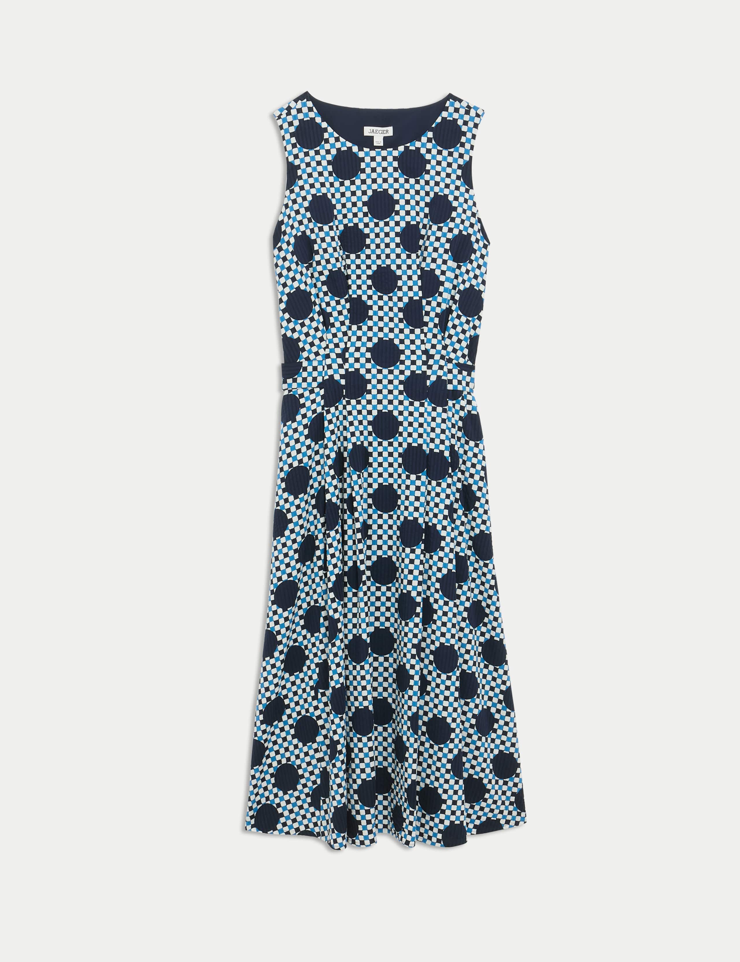 Cotton Blend Gingham Spot Print Midi Dress 2 of 9