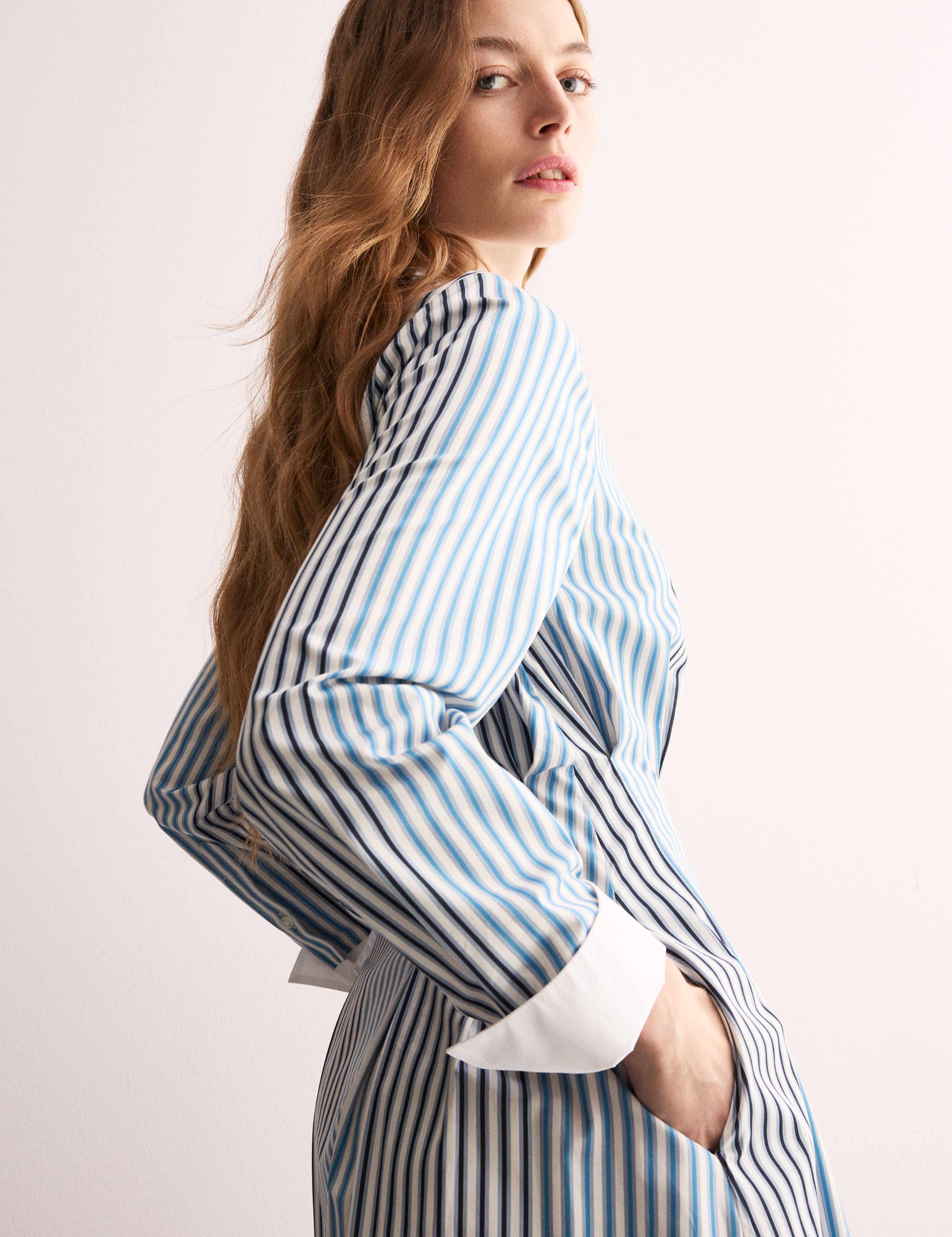 Pure Cotton Striped Midi Waisted Dress 4 of 7