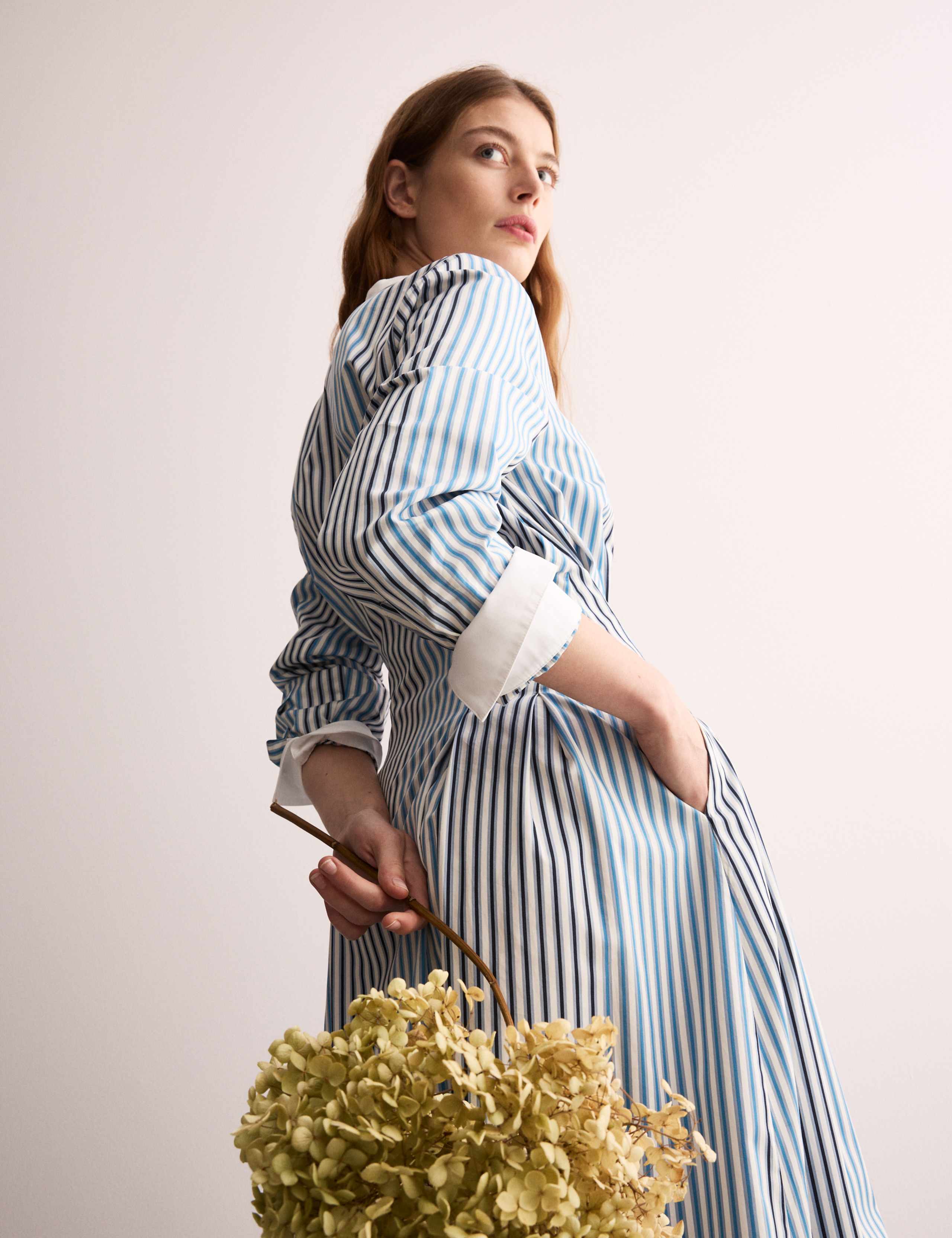 Pure Cotton Striped Midi Waisted Dress 6 of 7