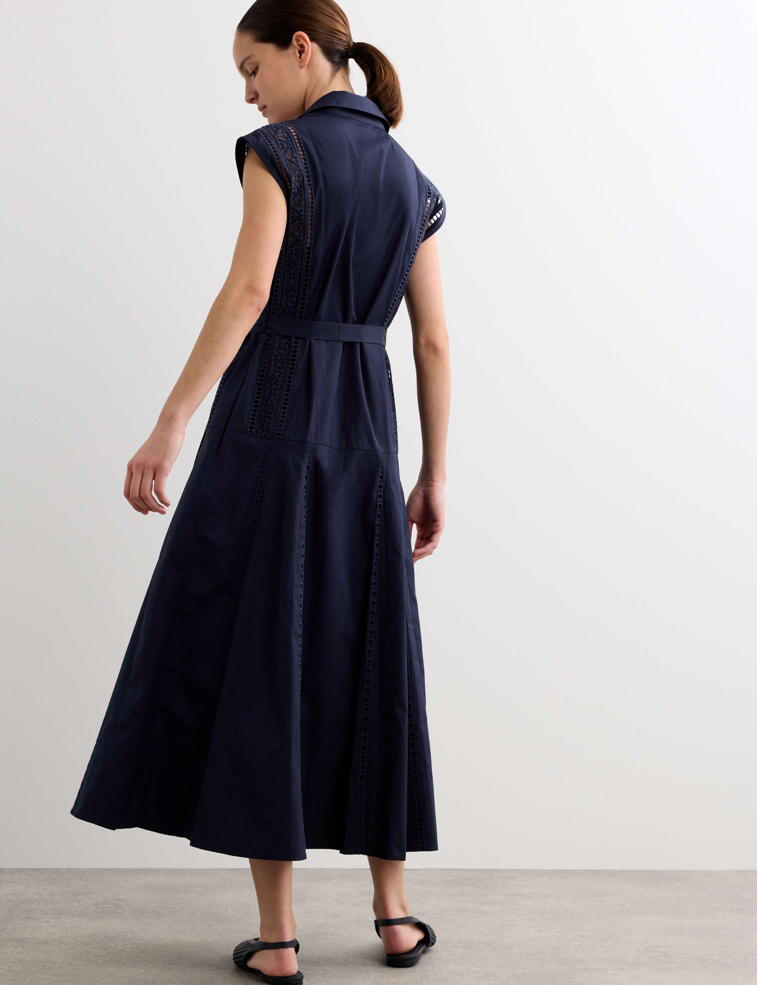 Pure Cotton Broderie Midi Shirt Dress 7 of 7