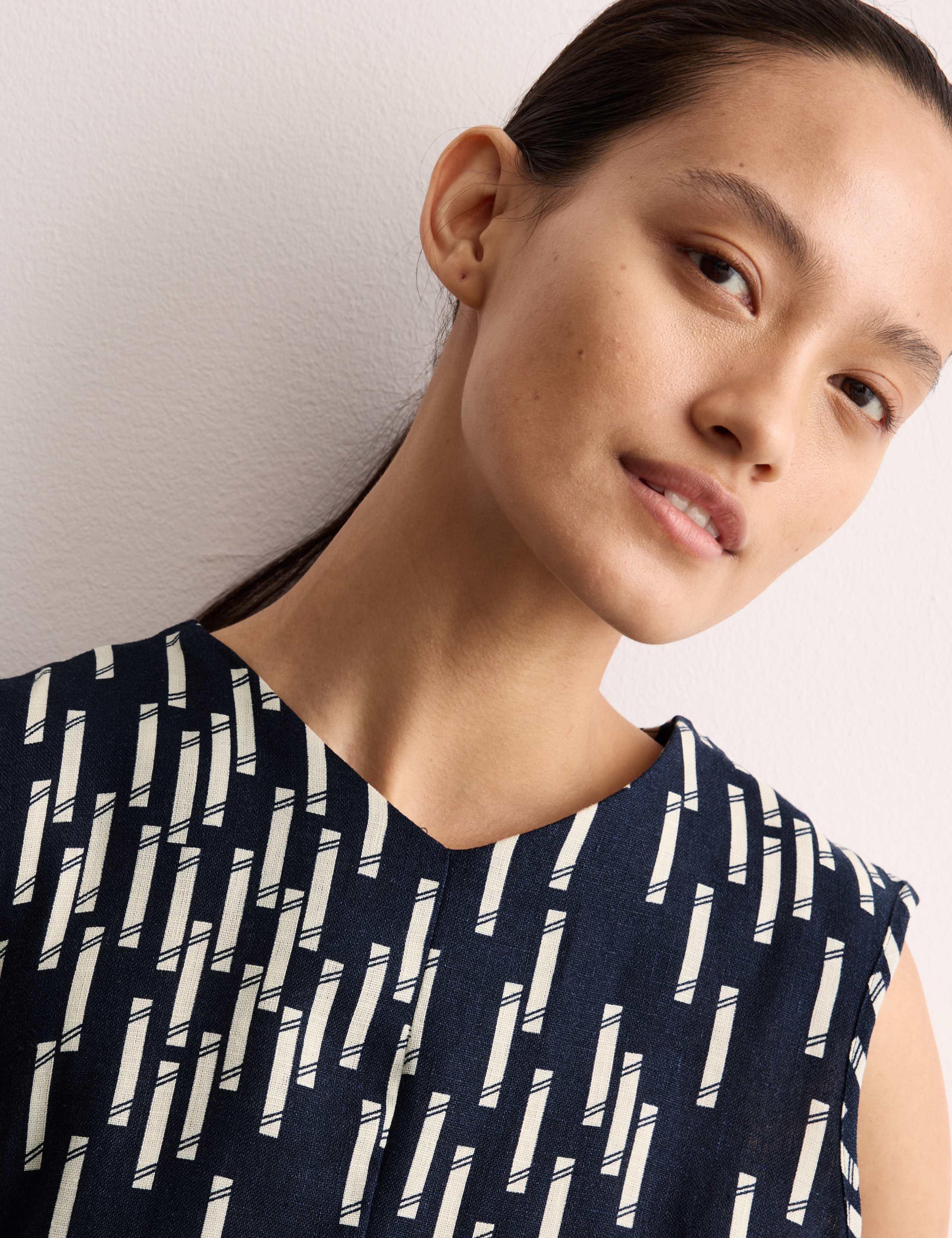Pure Linen Dash Print Midi Dress 6 of 7