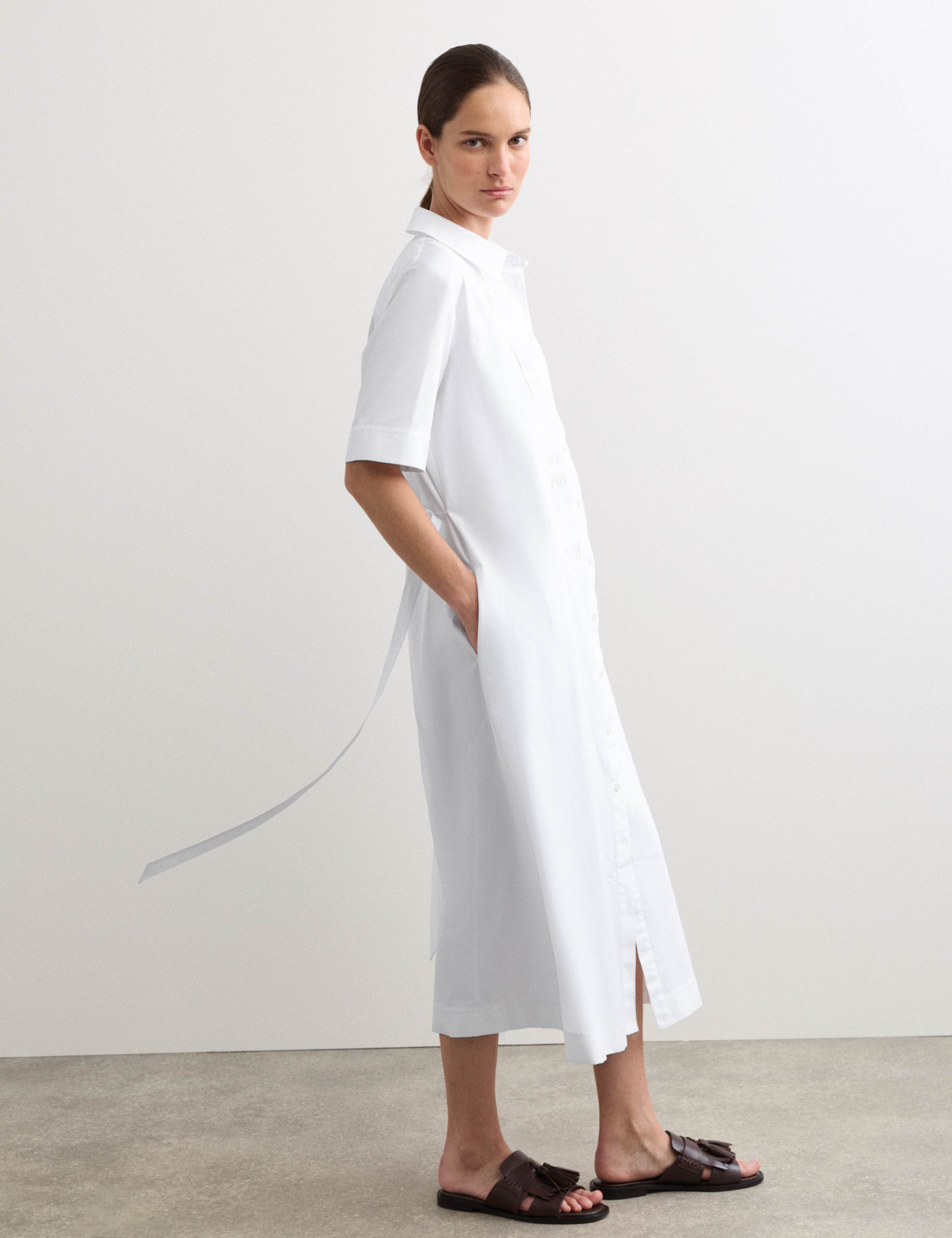 Pure Cotton Belted Midi Shirt Dress 4 of 7