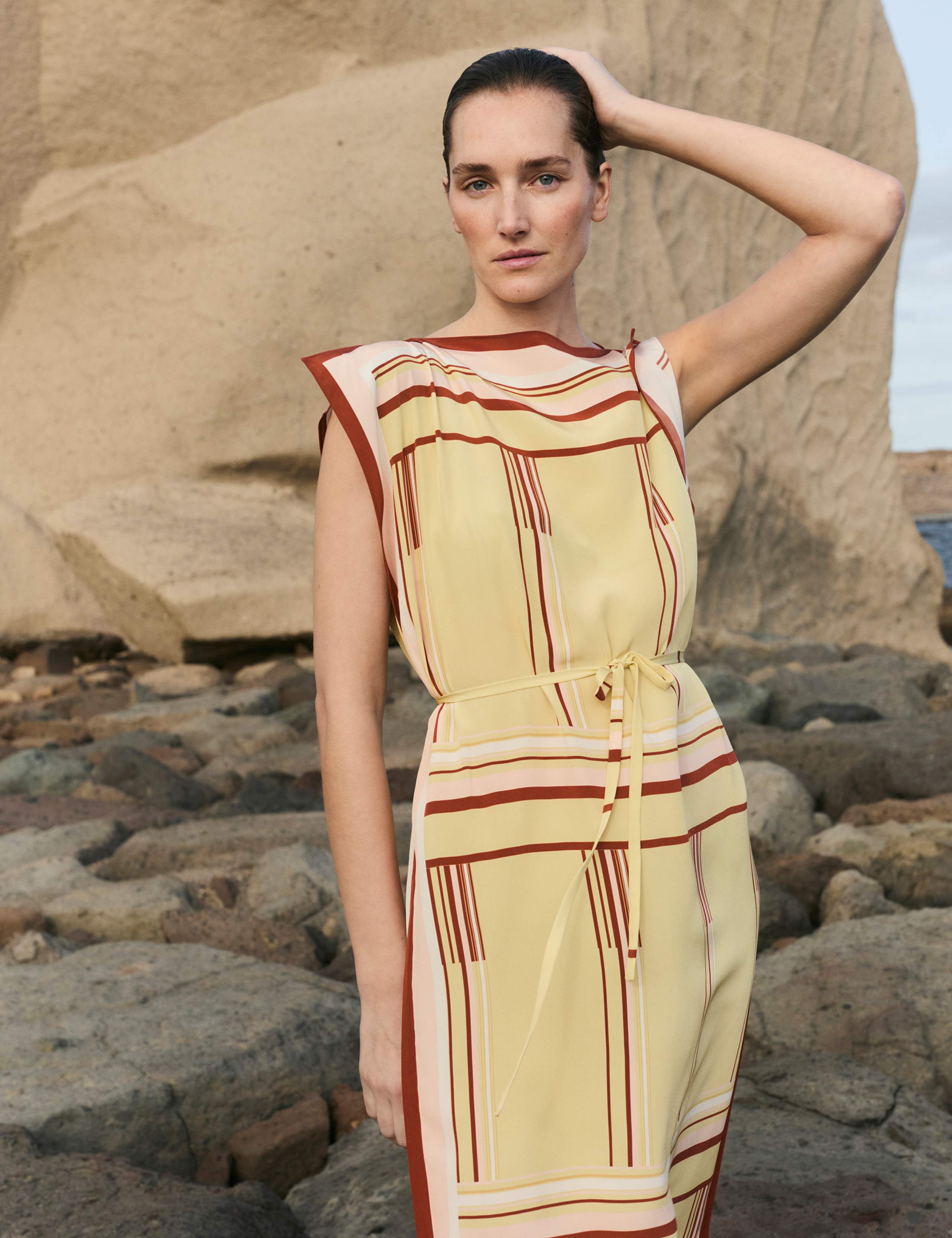 Pure Silk Printed Midi Column Dress 1 of 8