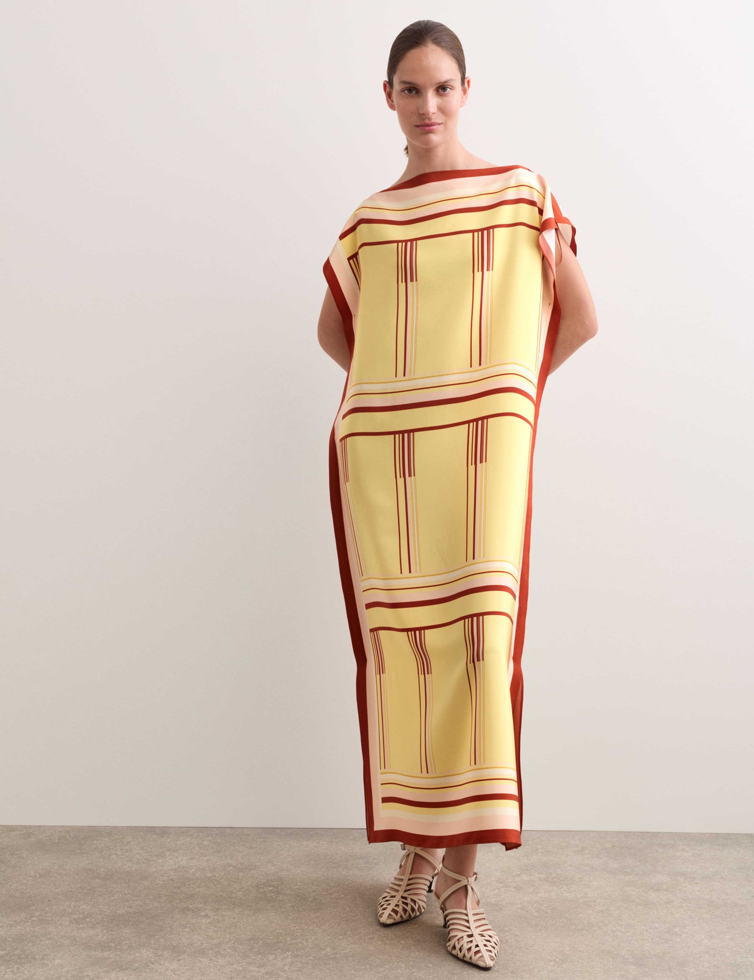 Pure Silk Printed Midi Column Dress 5 of 8