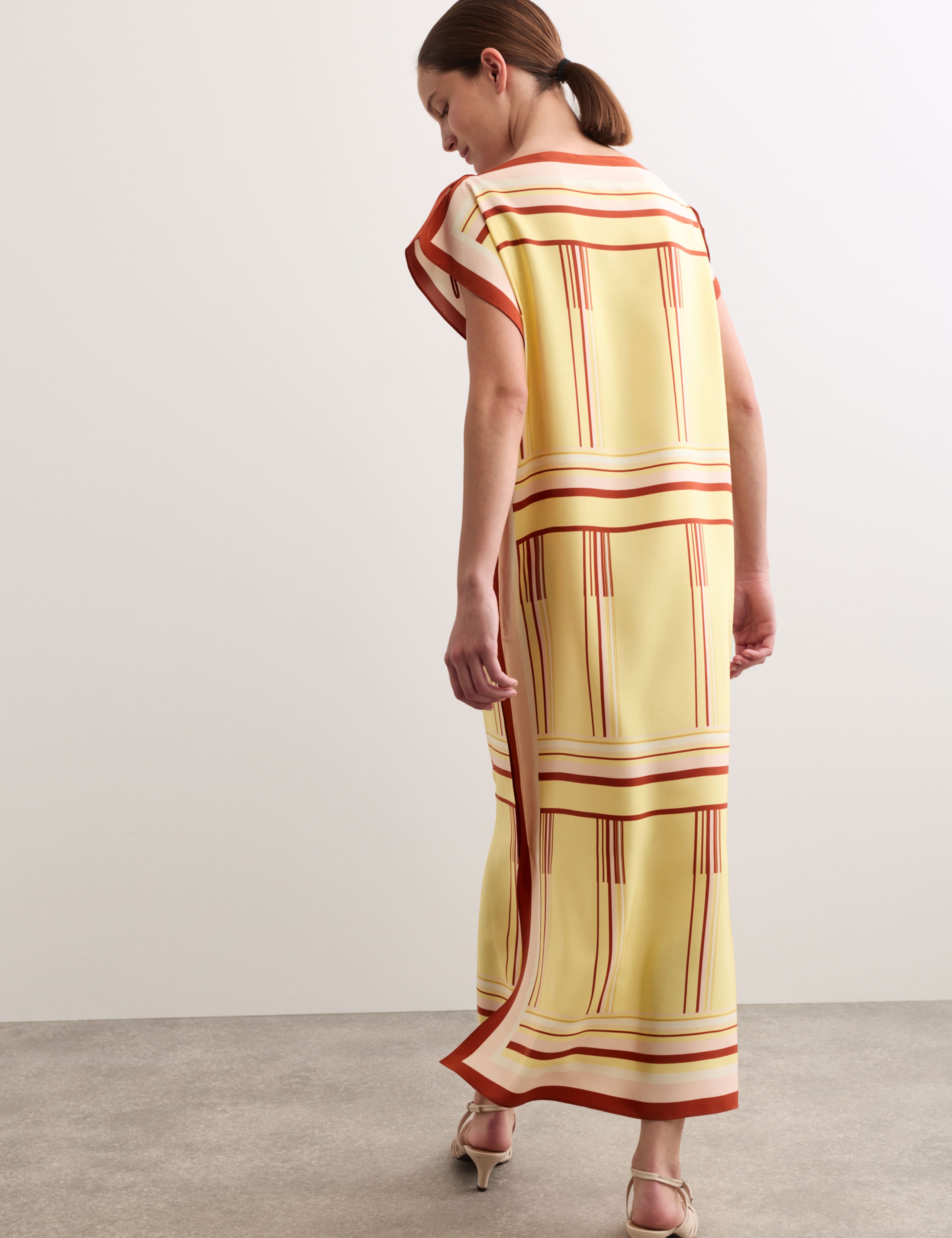 Pure Silk Printed Midi Column Dress 6 of 8