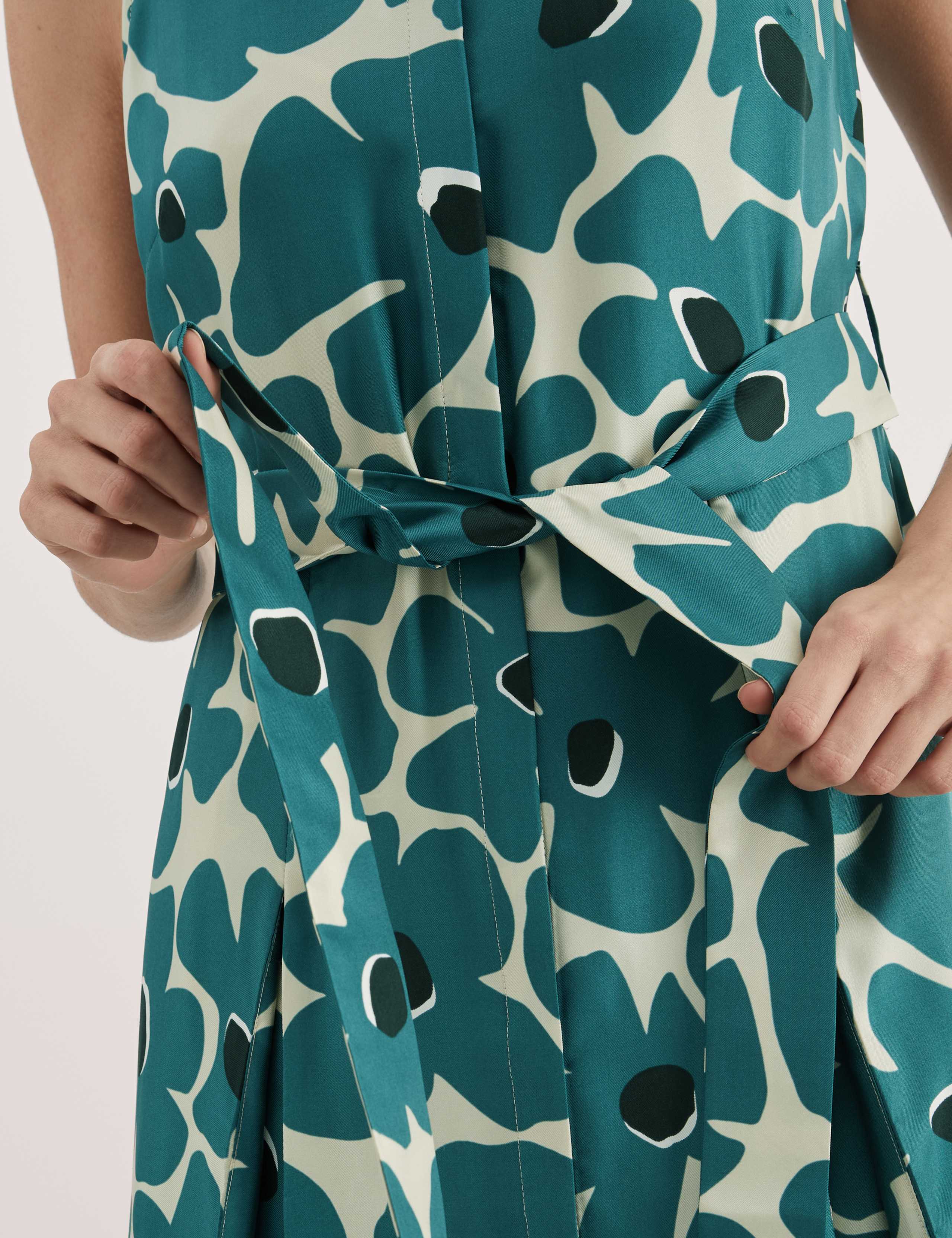 Pure Silk Floral Midi Skater Dress 5 of 7