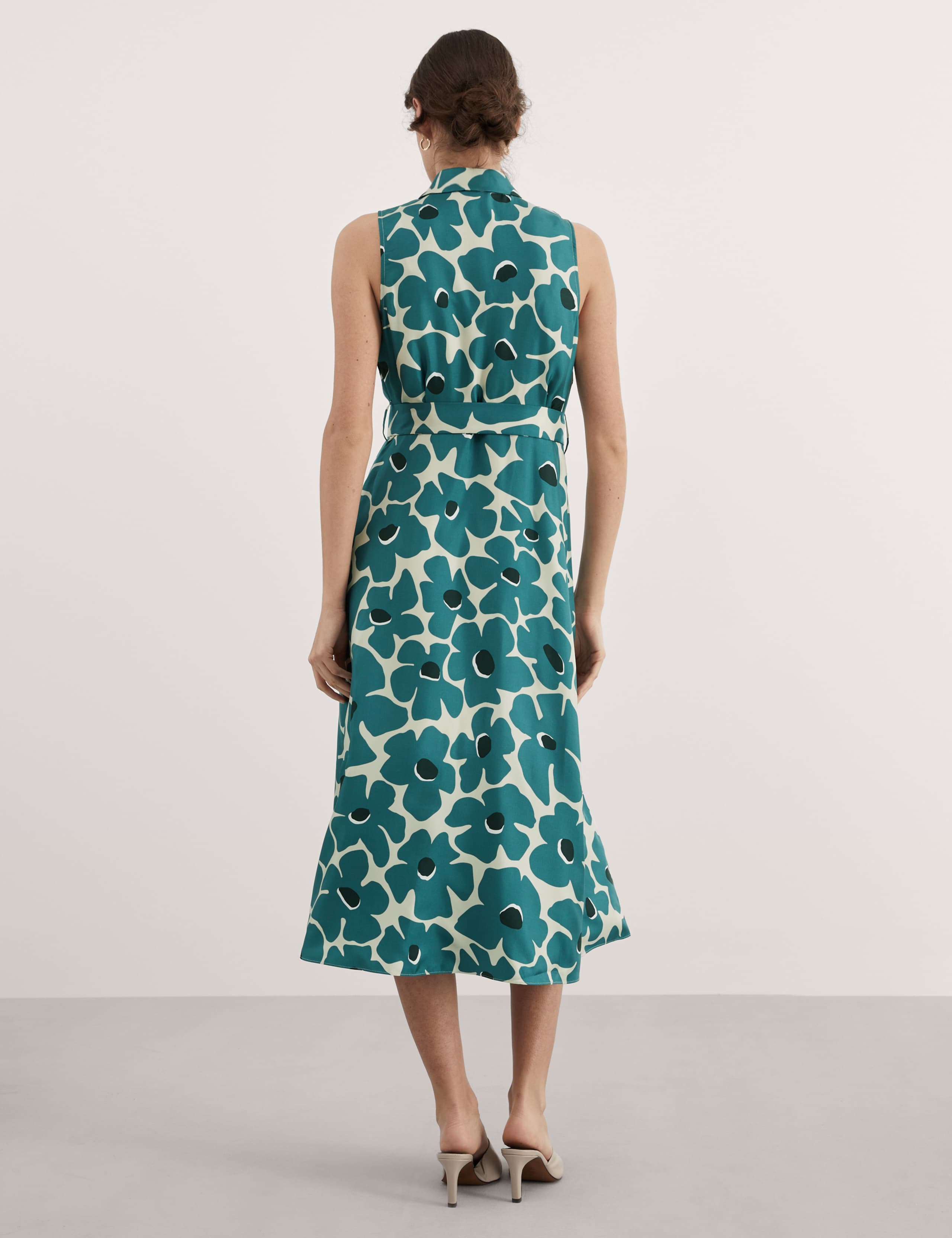 Pure Silk Floral Midi Skater Dress 7 of 7