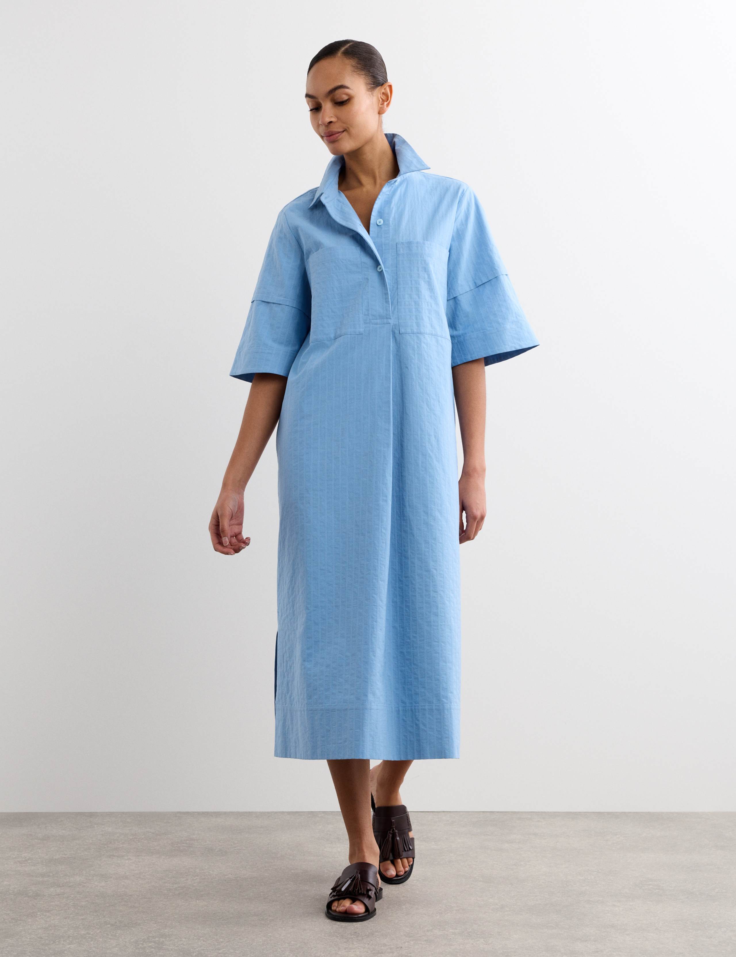 Pure Cotton Striped Midi Shirt Dress 1 of 7
