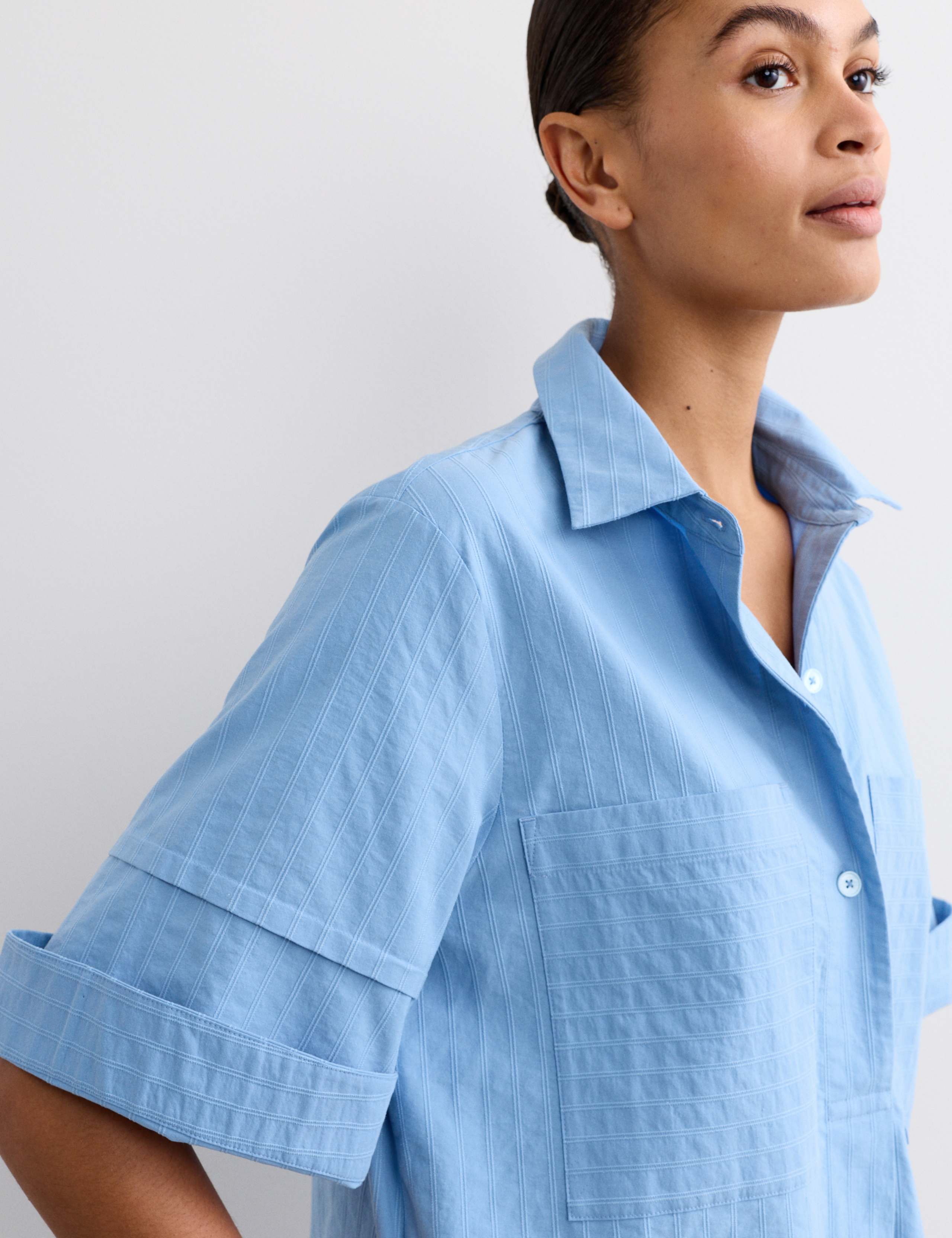 Pure Cotton Striped Midi Shirt Dress 3 of 7