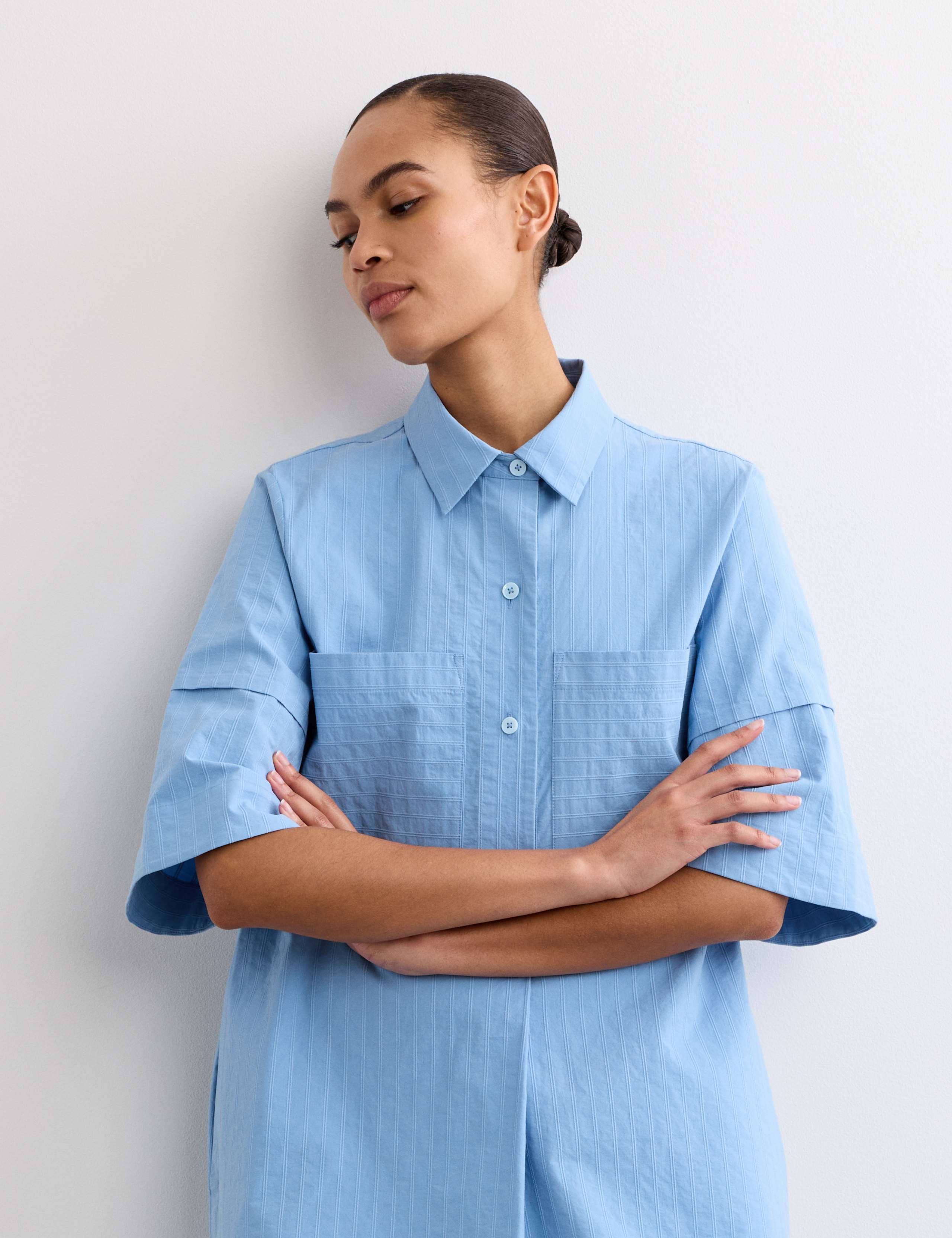 Pure Cotton Striped Midi Shirt Dress 4 of 7