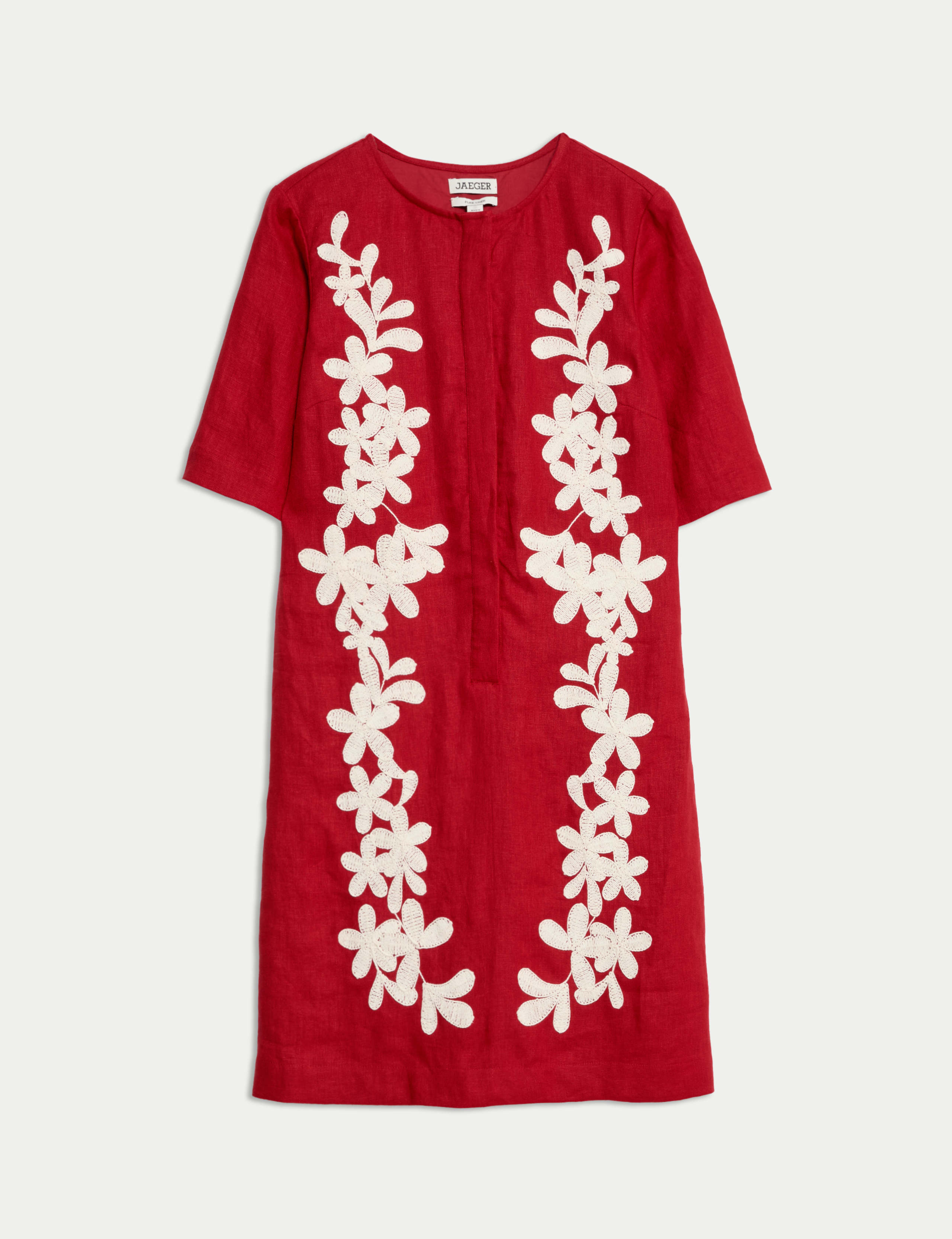 Pure Linen Embroidered Mini Shift Dress 2 of 7