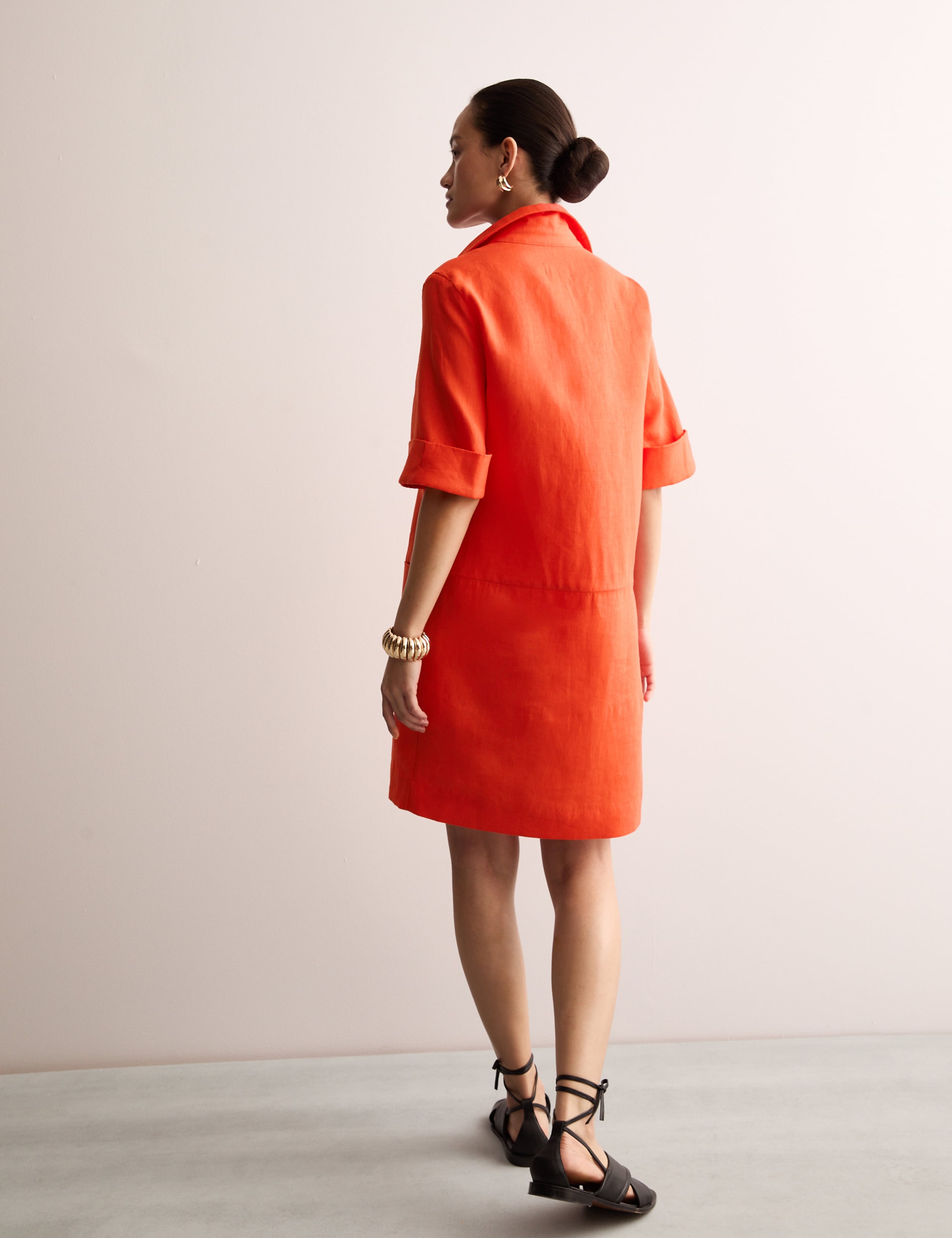 Pure Linen V-Neck Knee Length Shift Dress 5 of 6
