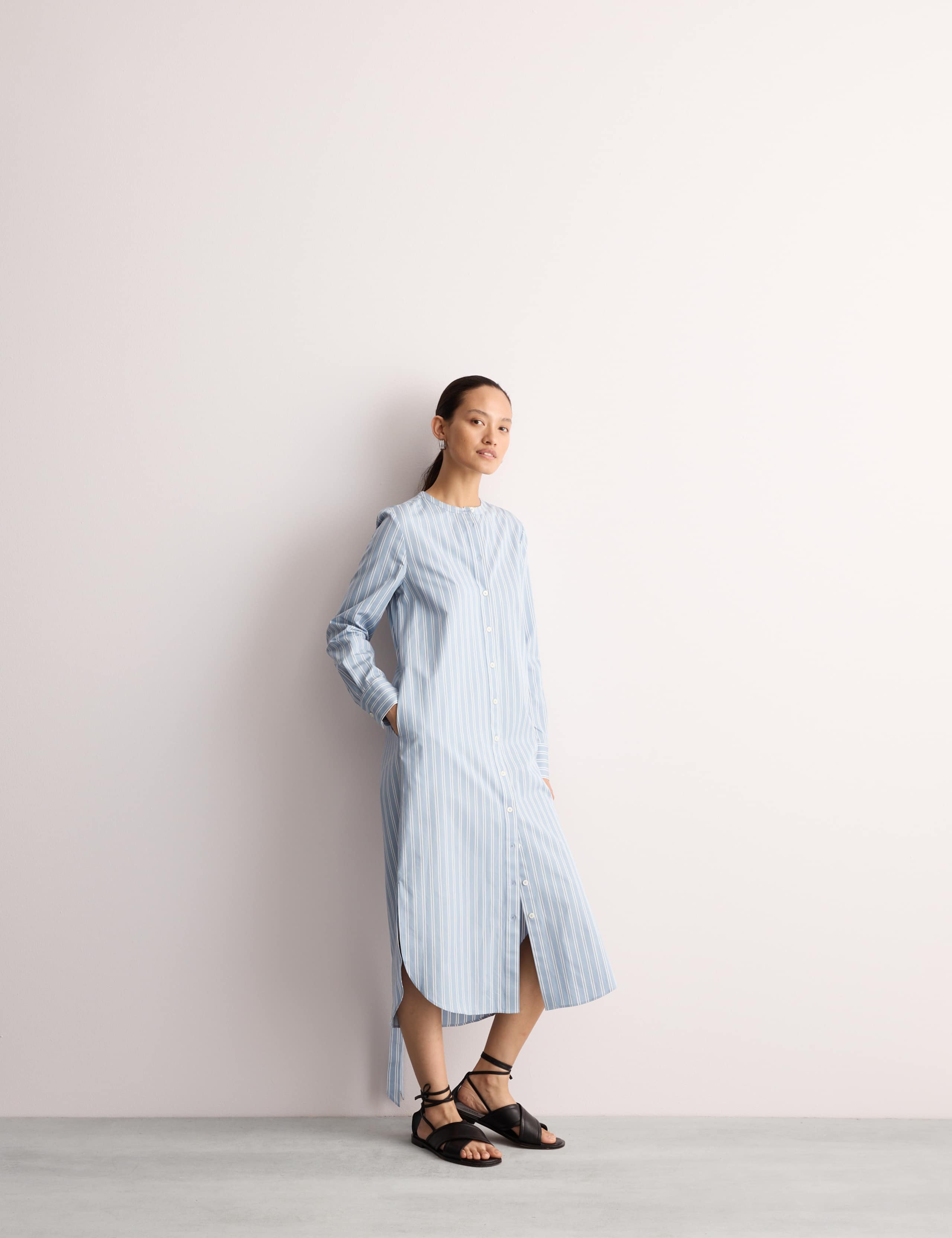Pure Cotton Striped Midi Shirt Dress 3 of 6