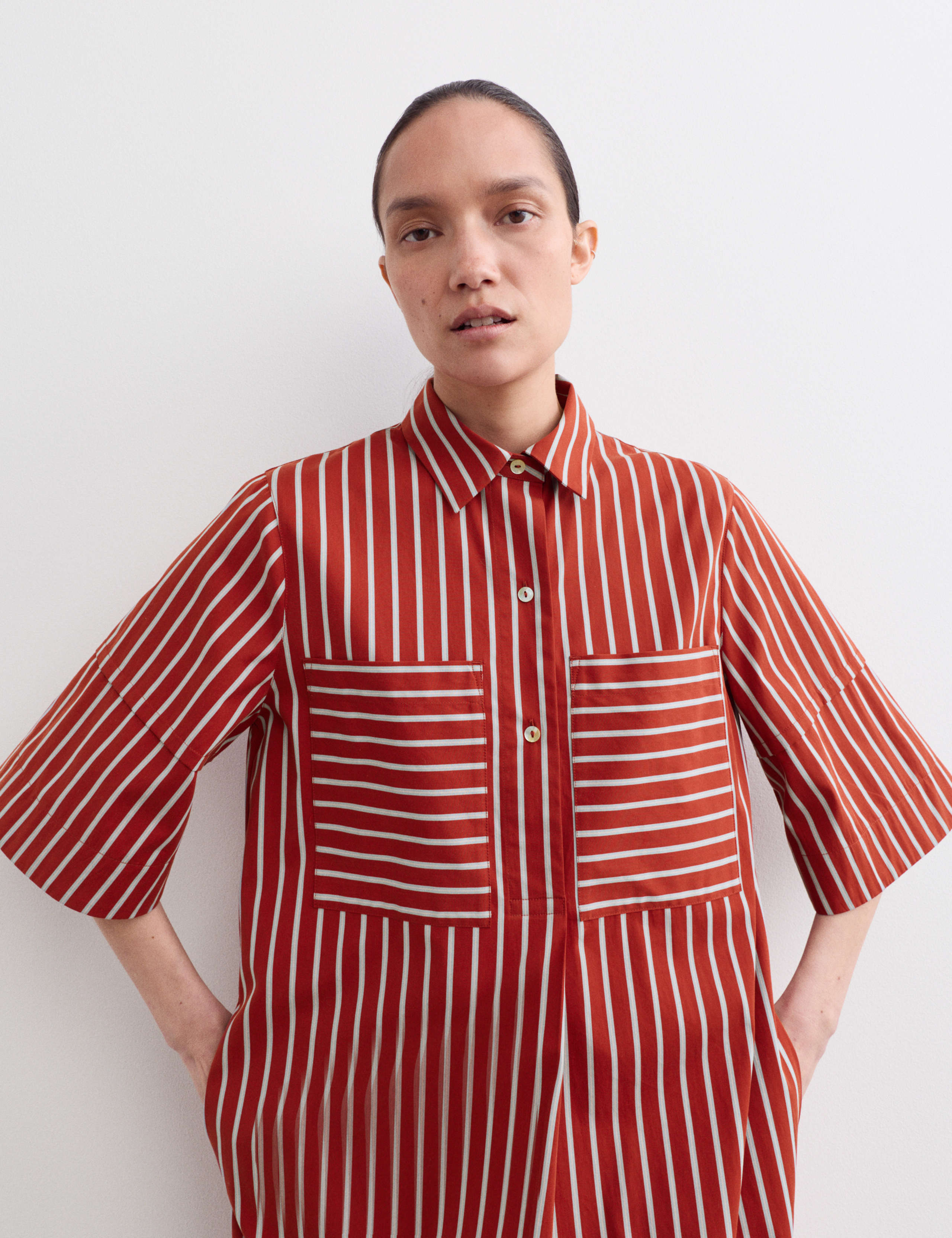 Pure Cotton Striped Midi Shirt Dress 4 of 6