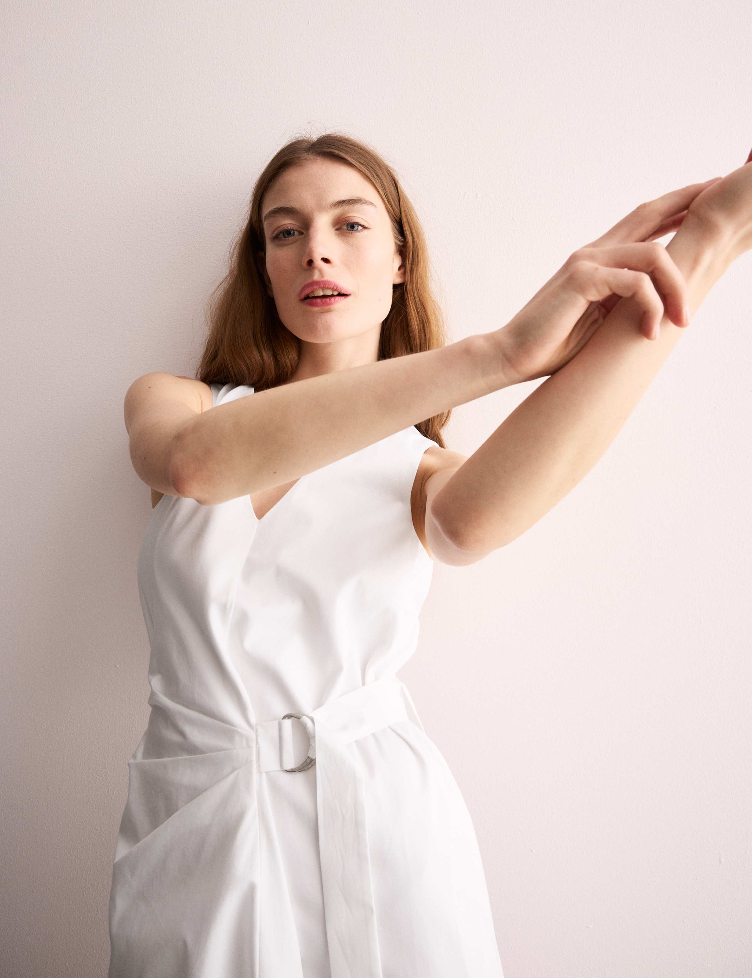 Pure Cotton V-Neck Midi Wrap Dress 3 of 6