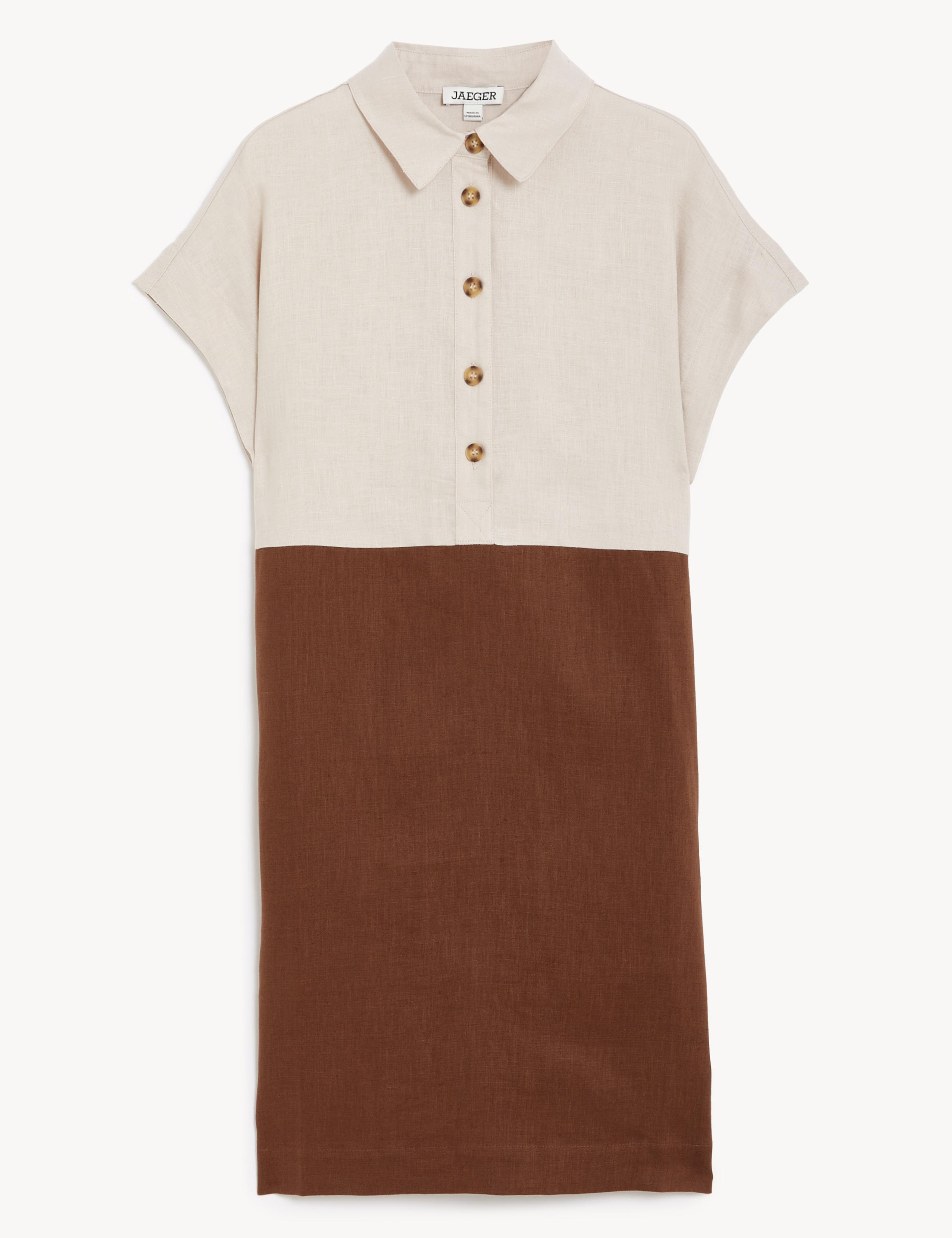Pure Linen Colour Block Mini Shift Dress 1 of 2