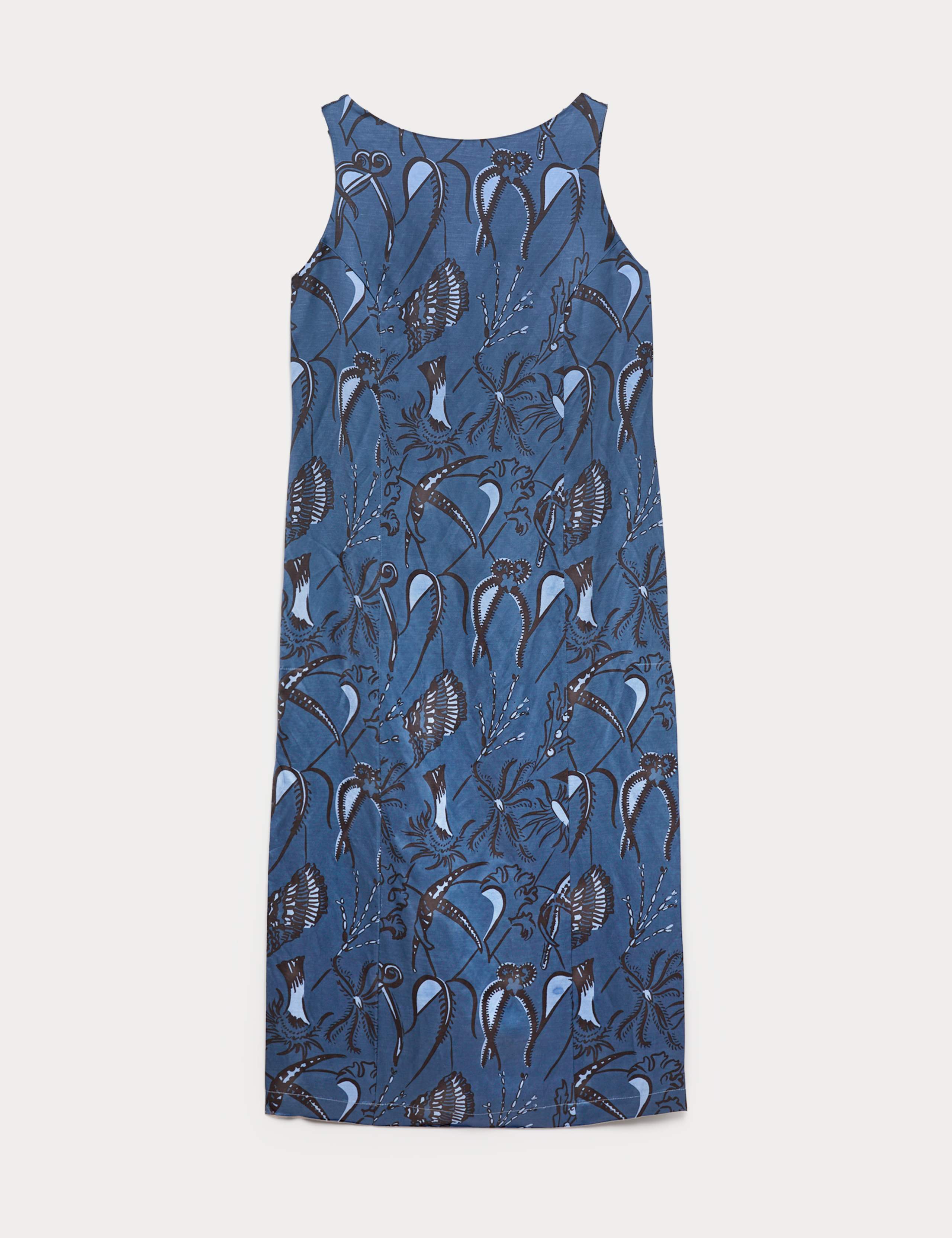 Sea Print Slash Neck Midi Column Dress 2 of 7