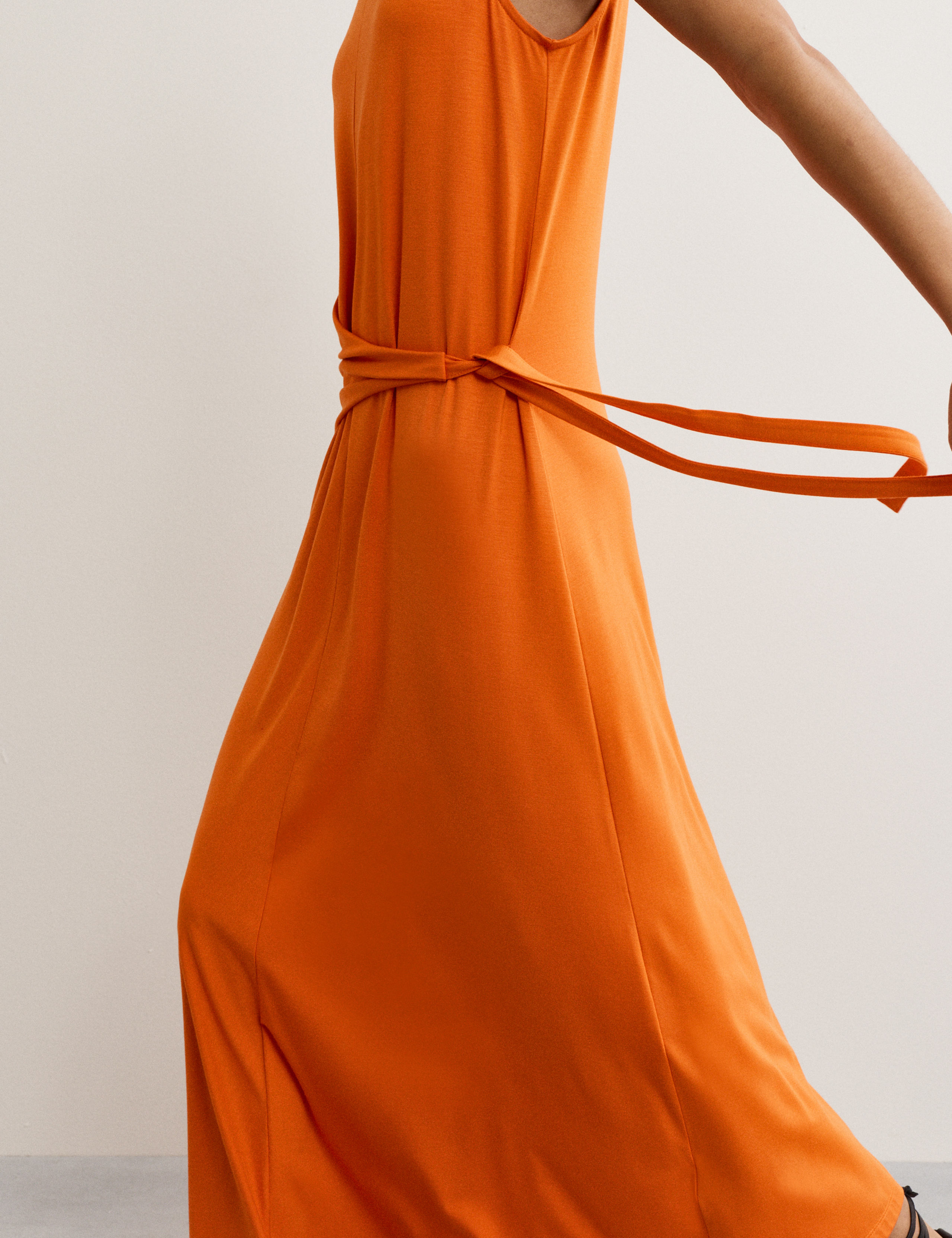 Jersey Tie Waist Midi Waisted Dress 5 of 7