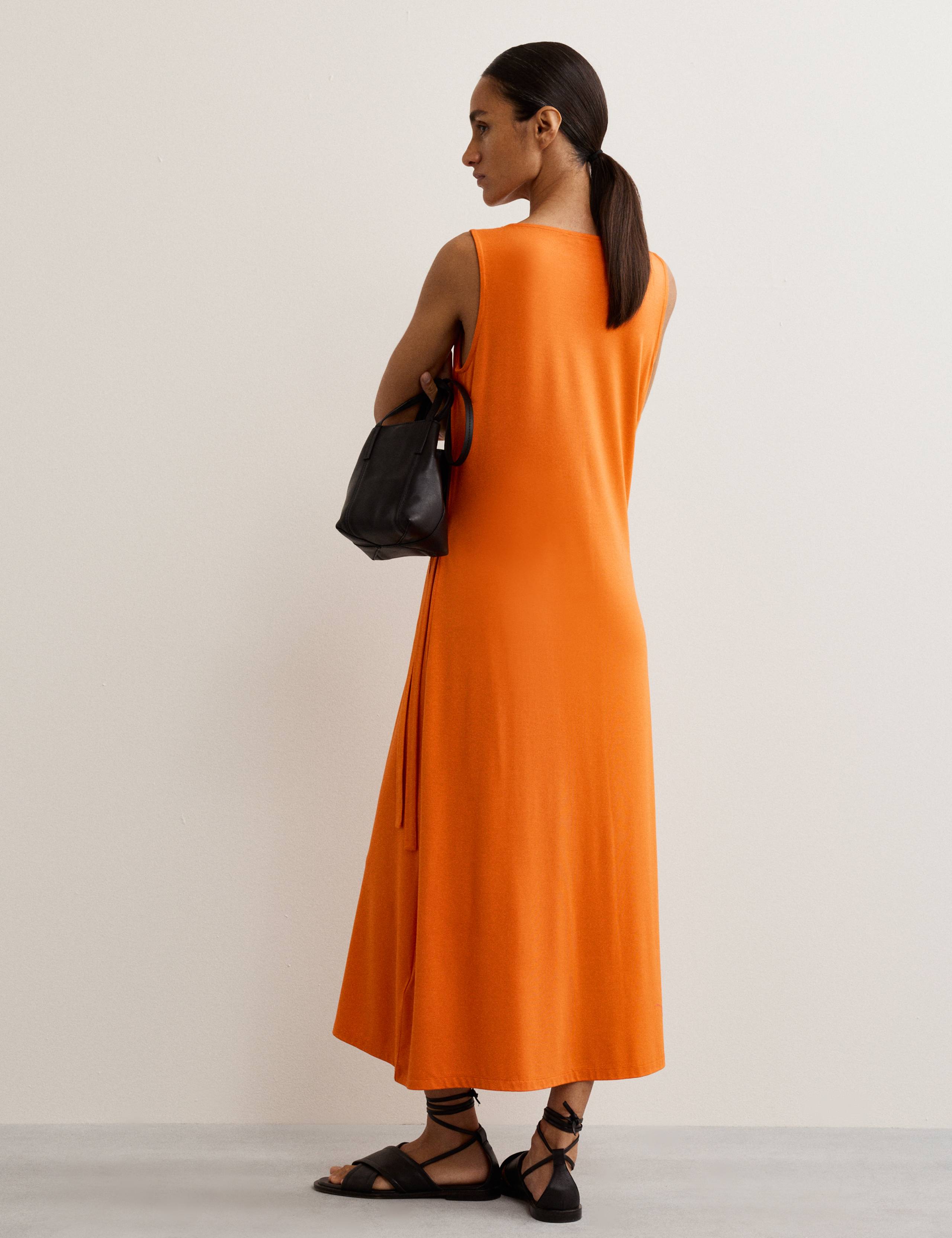 Jersey Tie Waist Midi Waisted Dress 6 of 7
