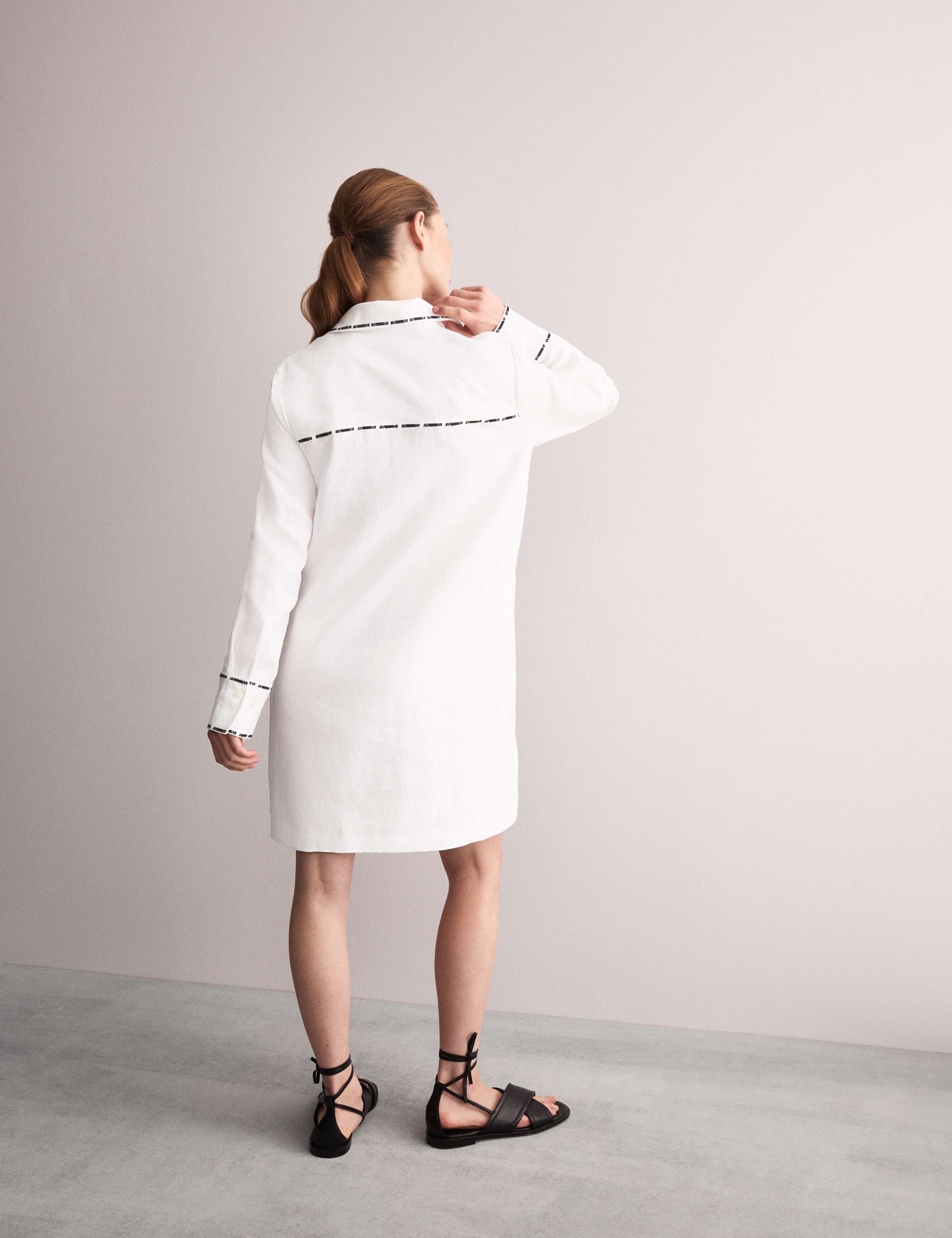 Pure Linen Embroidered Shift Dress 5 of 6