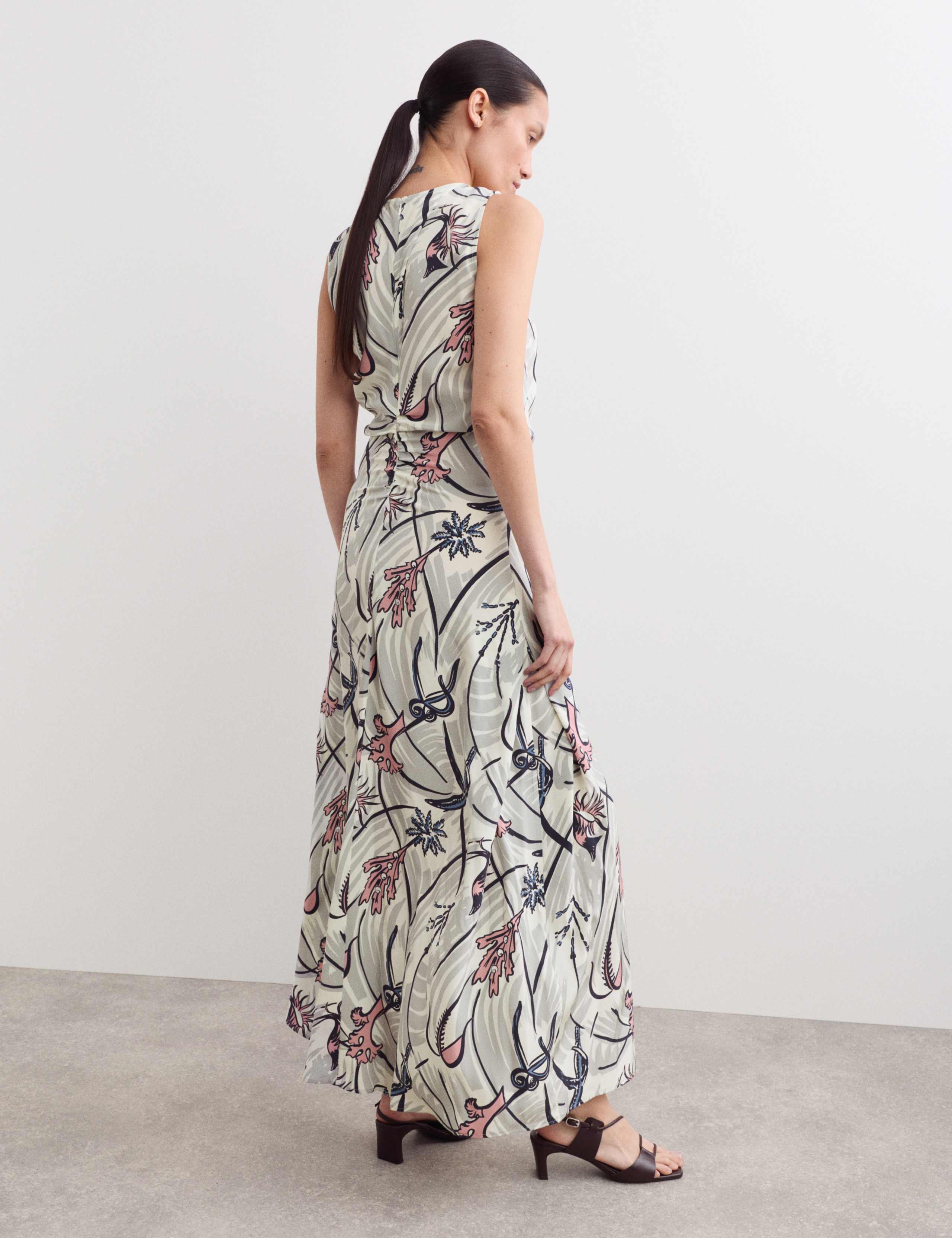 Pure Silk Floral V-Neck Maxi Column Dress 7 of 7