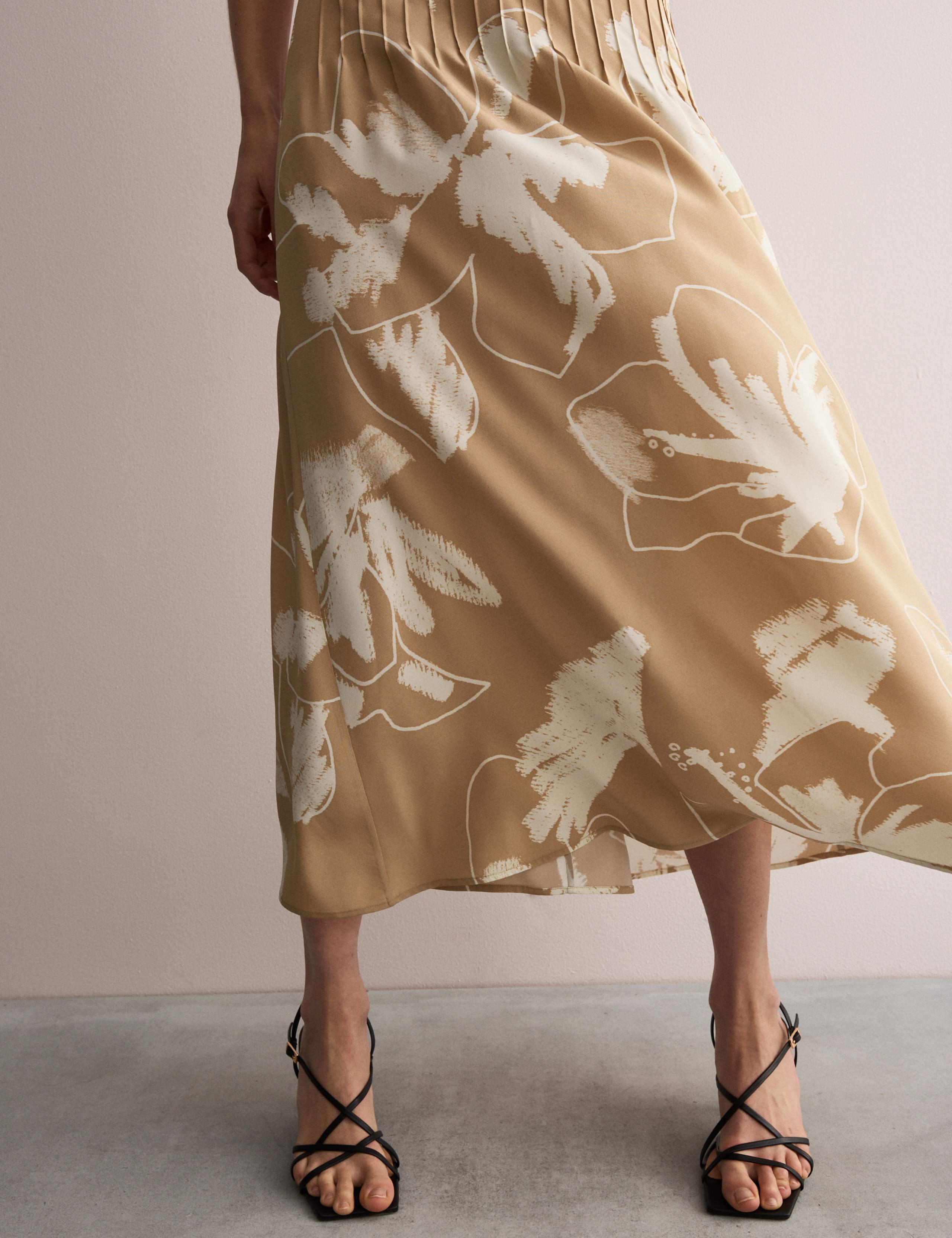 Pure Silk Floral Midi Waisted Dress 6 of 8