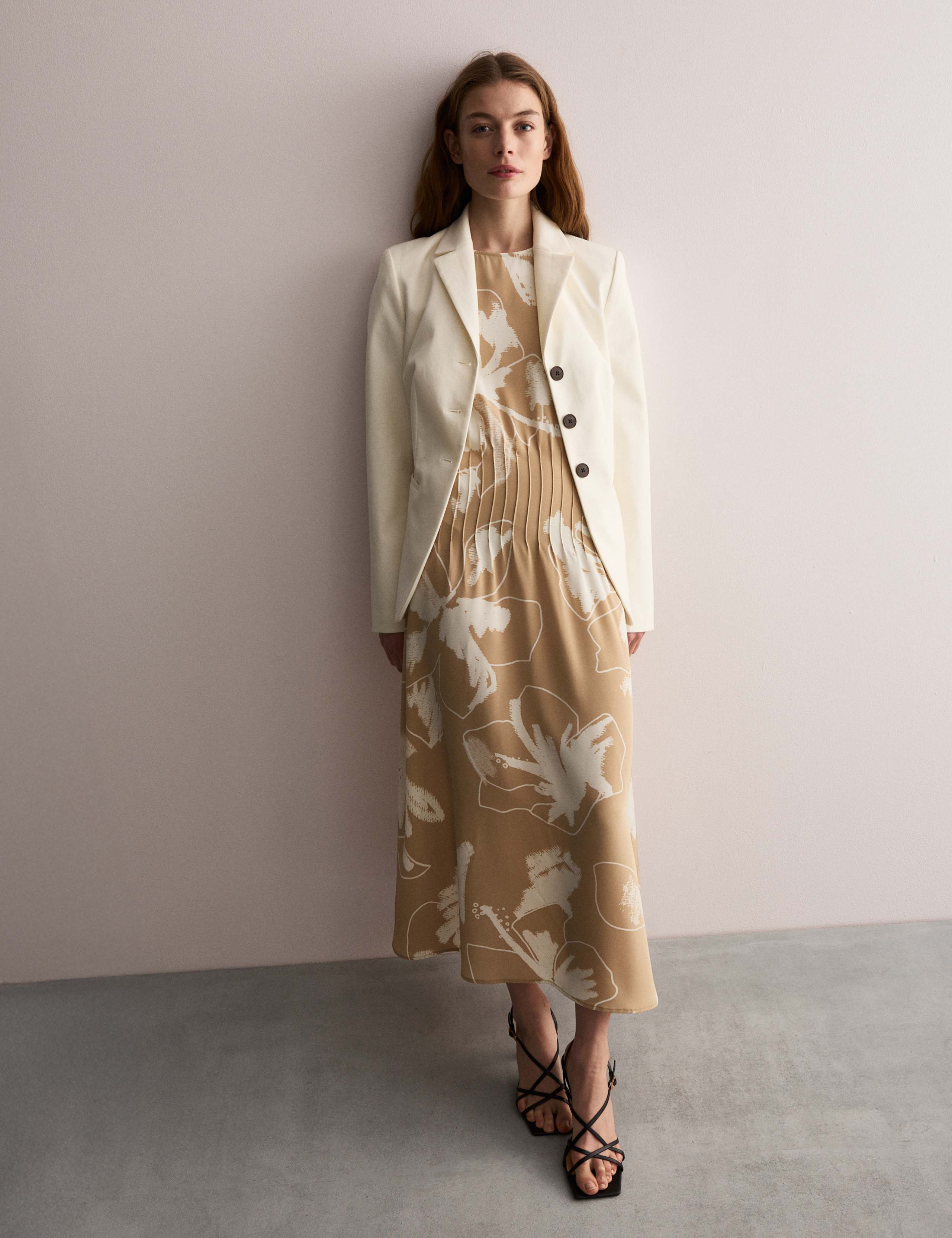 Pure Silk Floral Midi Waisted Dress 7 of 8