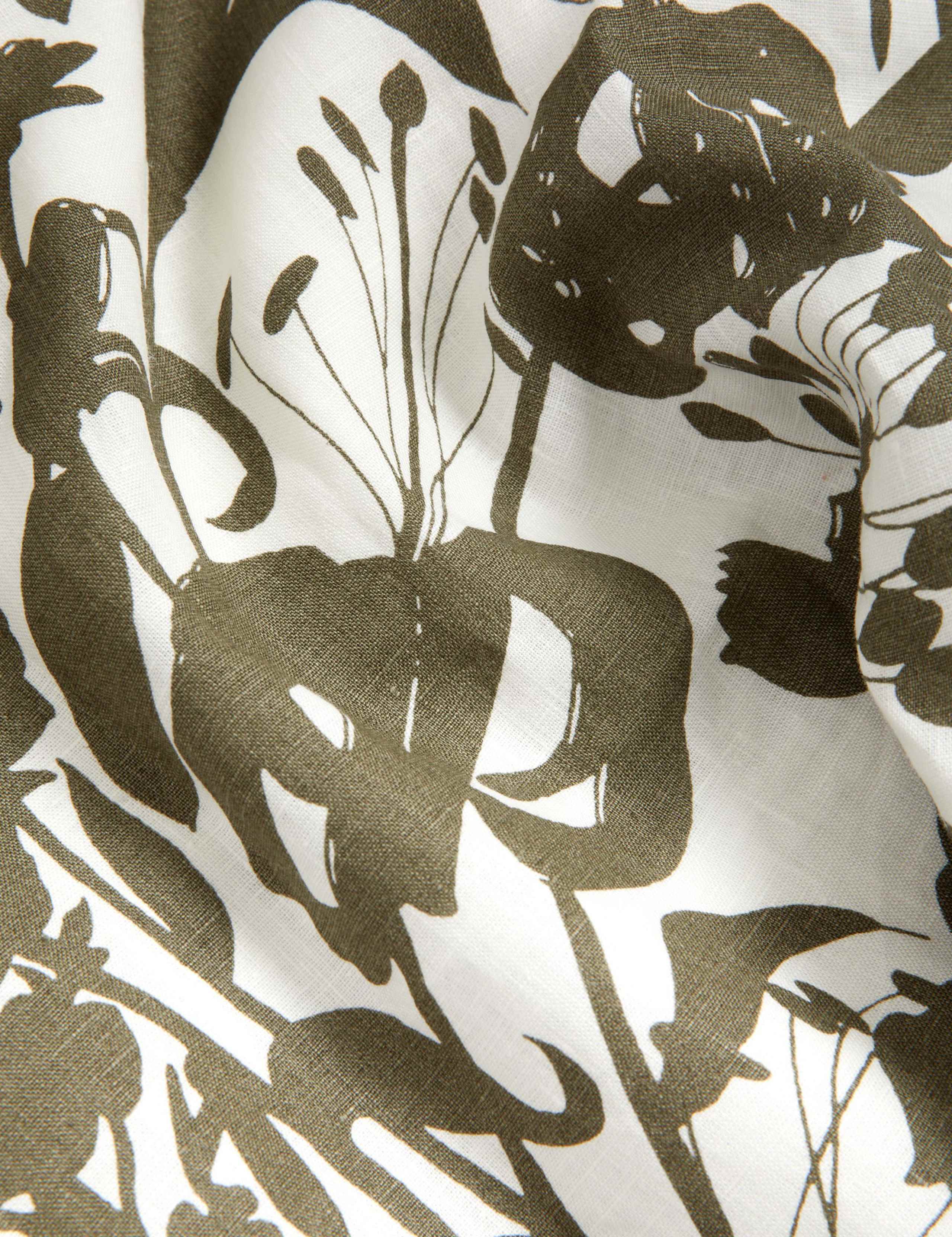 Pure Linen Floral Crew Neck Midi Shift Dress 6 of 6