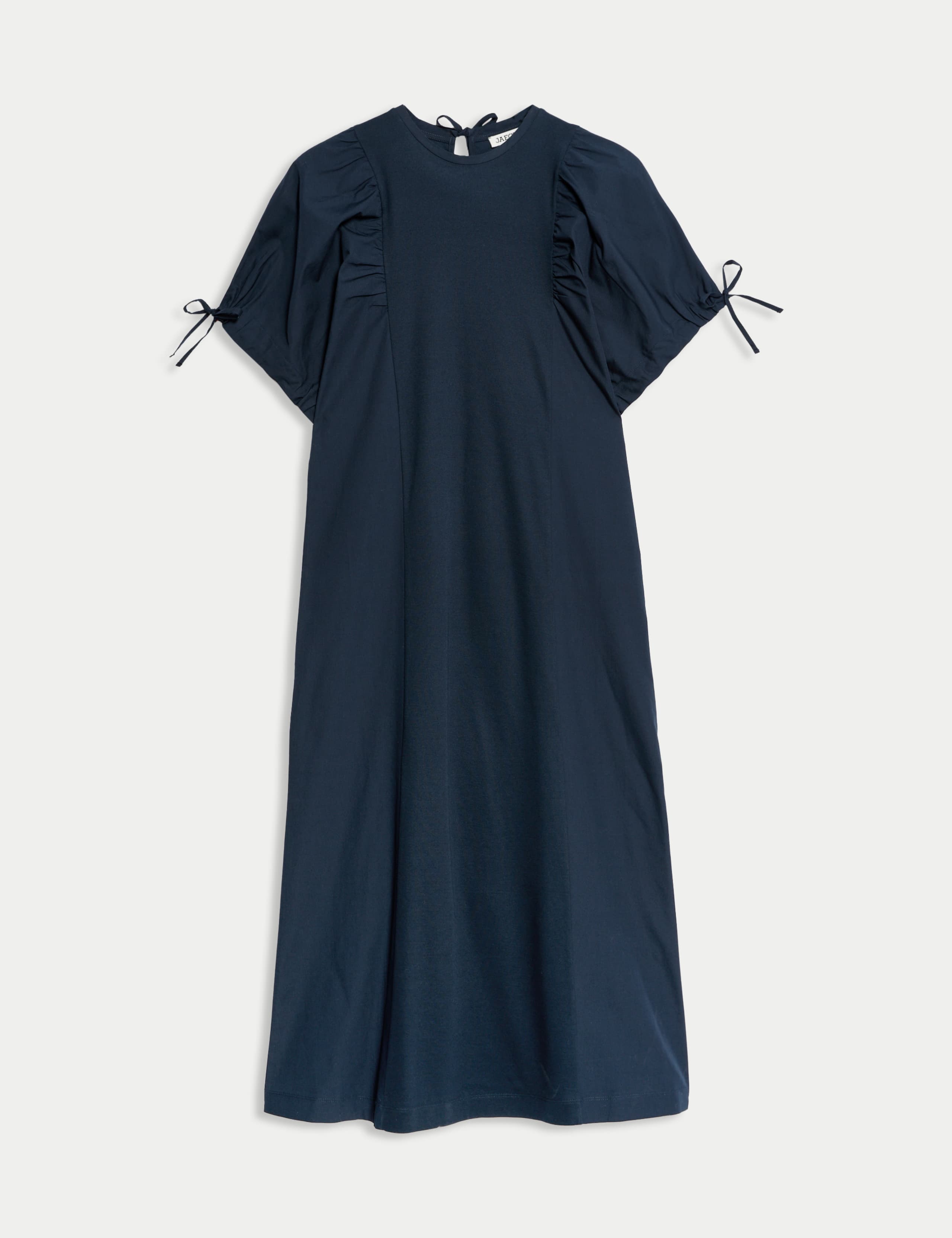 Pure Cotton Tie Detail Midi Shift Dress 2 of 6